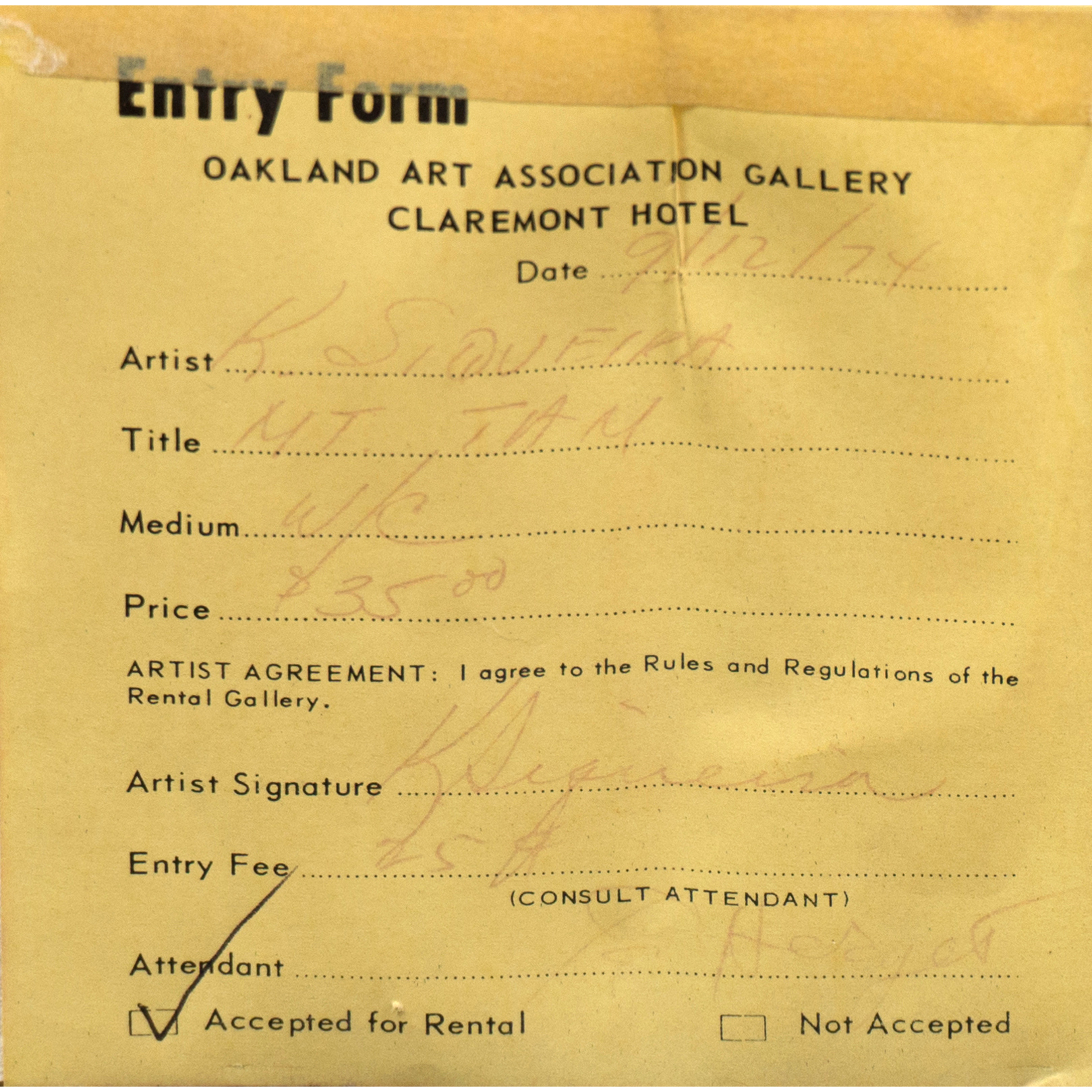 Kenneth Siqueira Watercolor Painting "Mt. Tam, Marin"