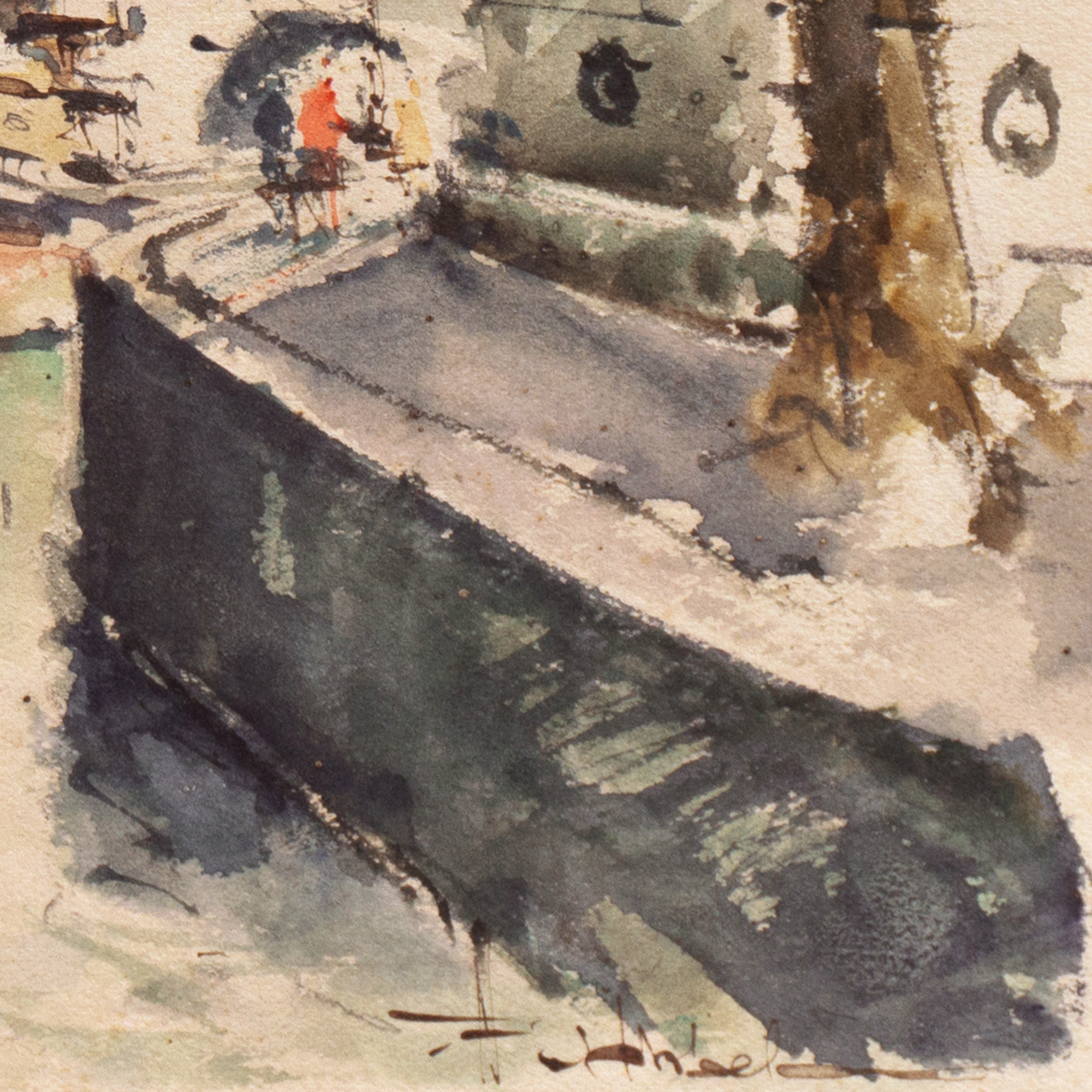 Andre Michel Watercolor Painting "Paris - Le Pont Neuf"