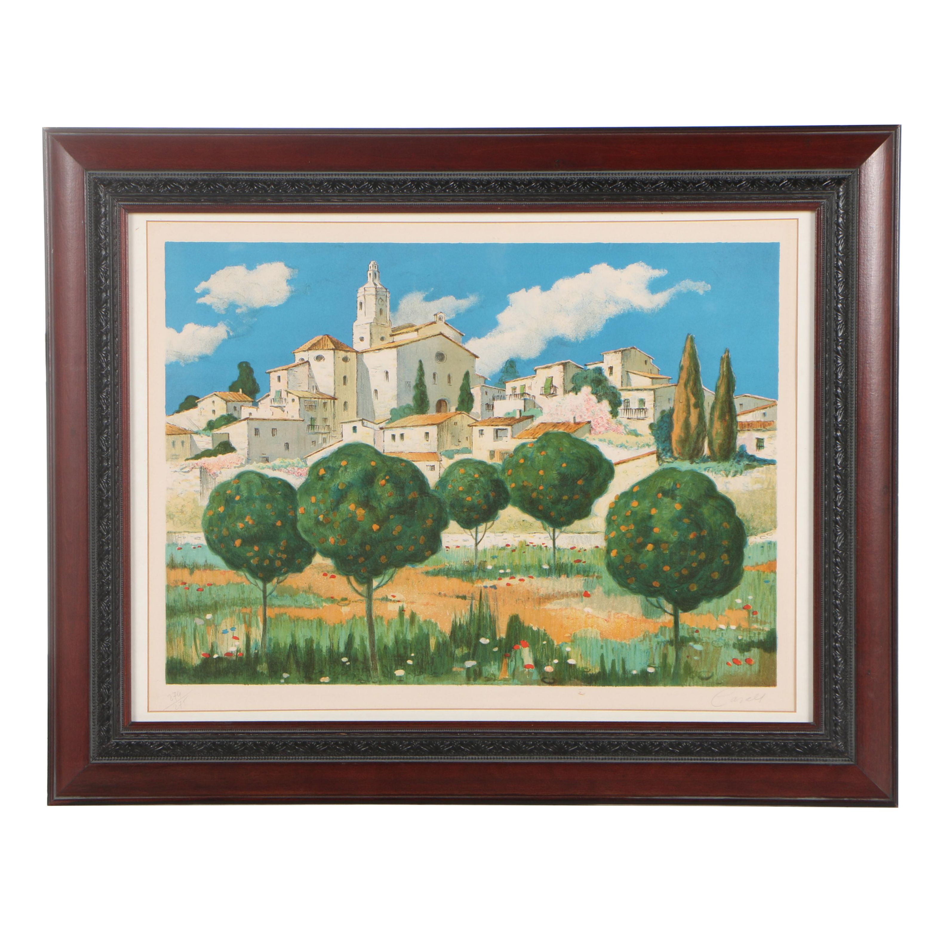 Francesco Casals 1980 Color Lithograph "The Orange Grove"