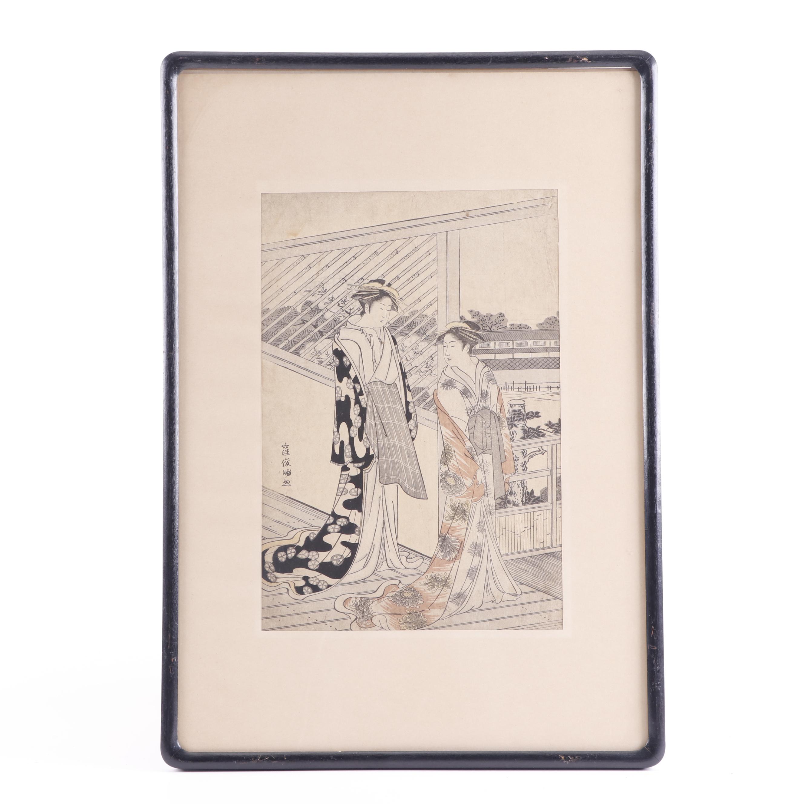 Kubo Shunman Ukiyo-e Woodblock Print of Bijin