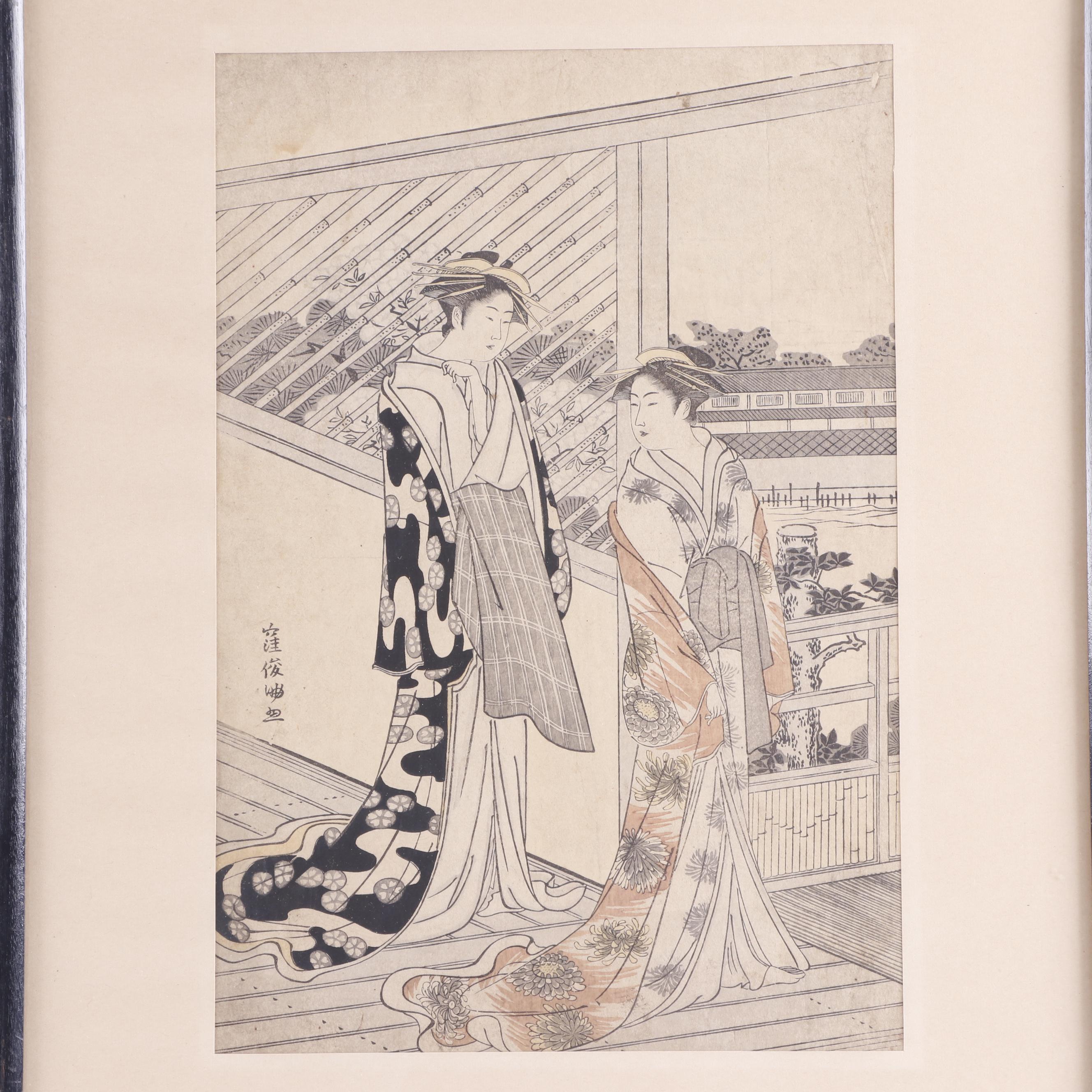 Kubo Shunman Ukiyo-e Woodblock Print of Bijin