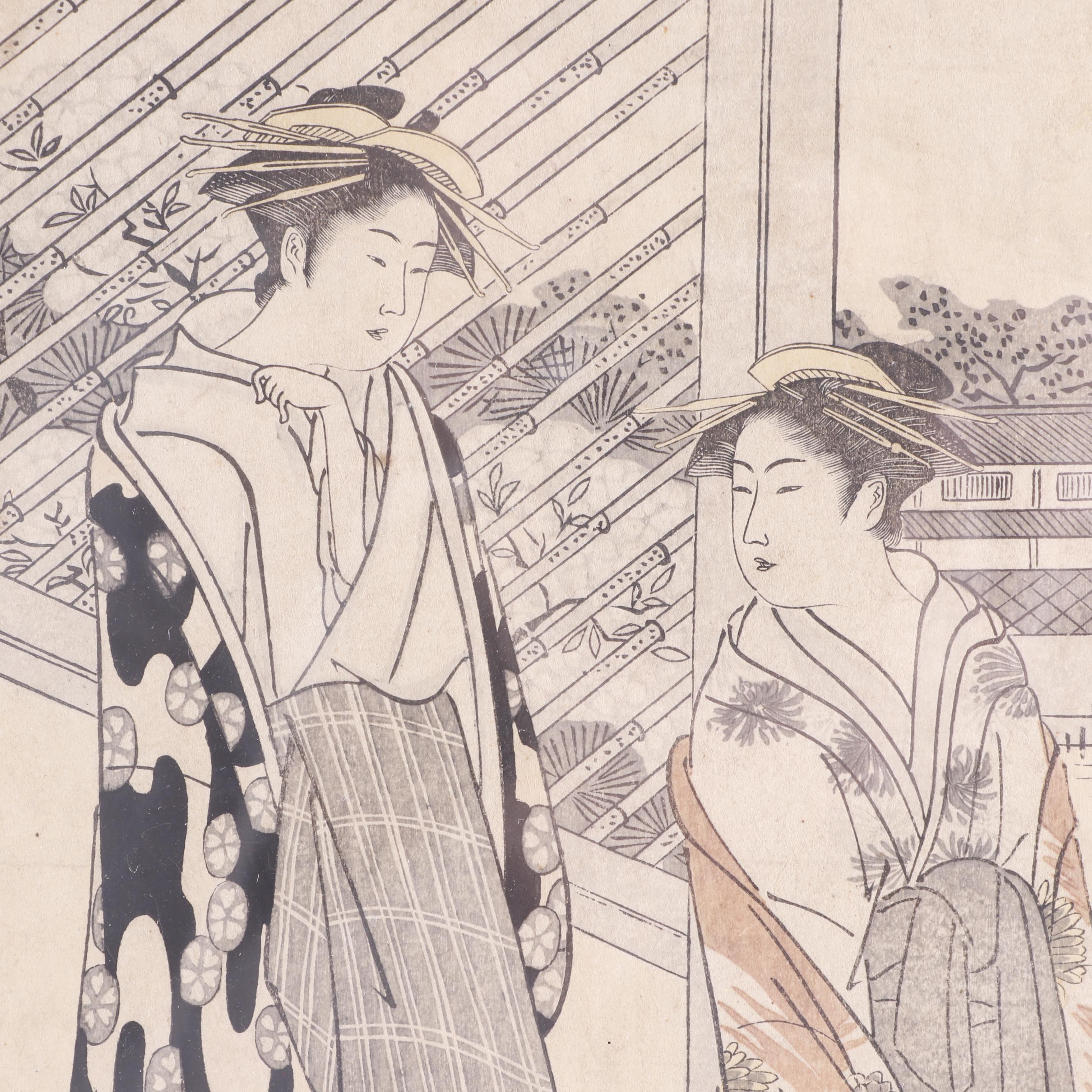 Kubo Shunman Ukiyo-e Woodblock Print of Bijin