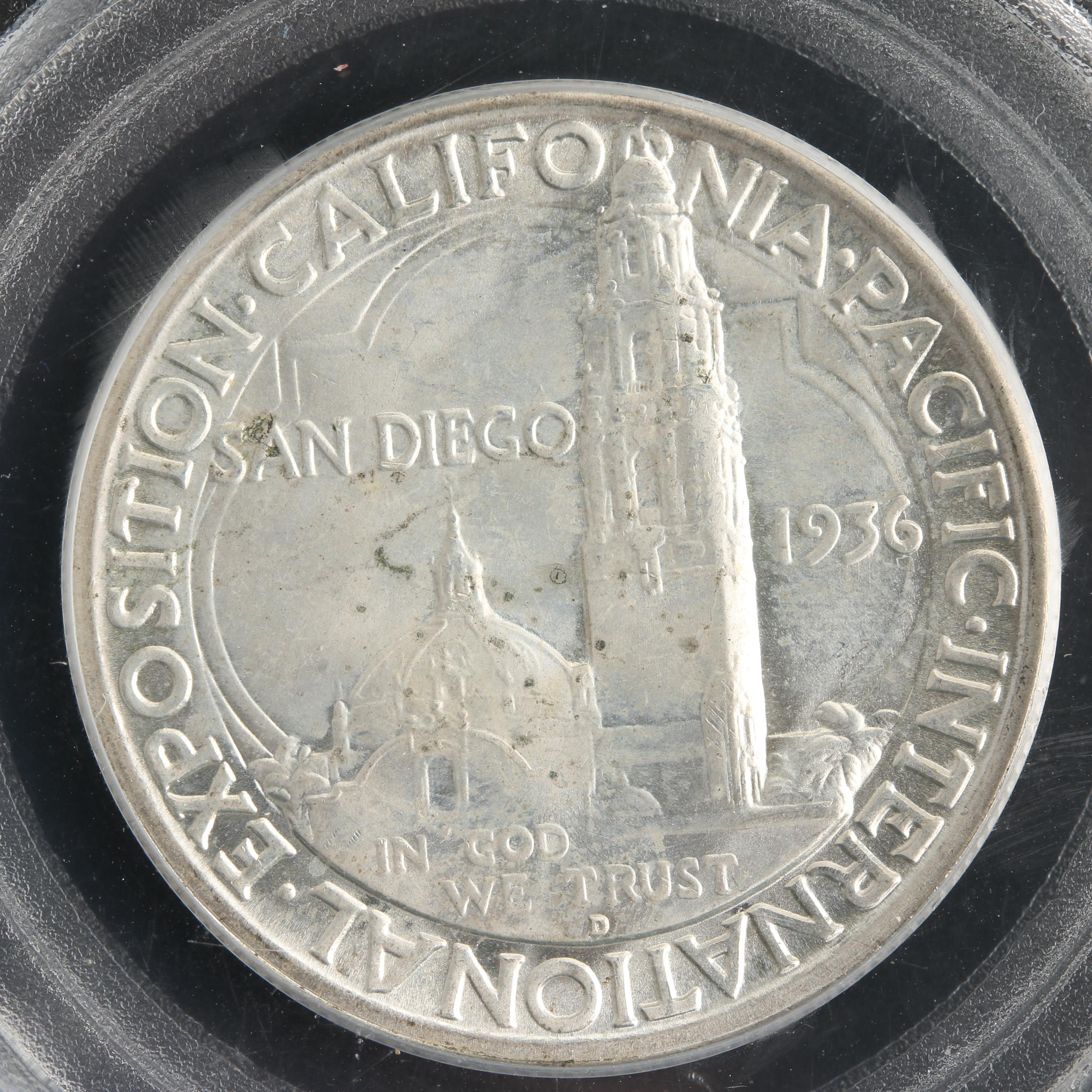 PCGS Graded MS65 1936-D San Diego Commemorative Silver Half Dollar
