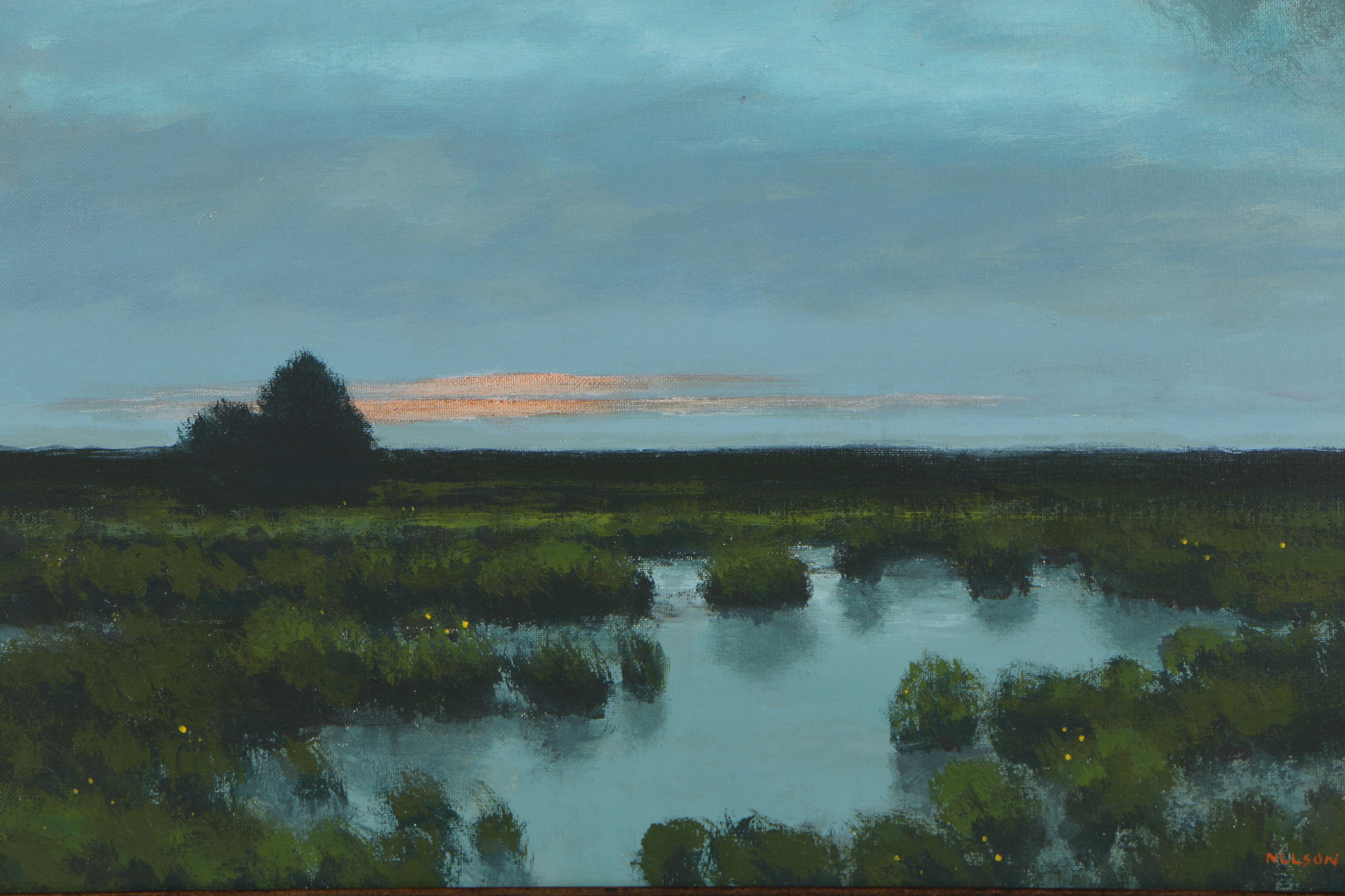 W. Nelson Marsh Land Oil Painting "Summer Skies" Attributed to W. Nelson