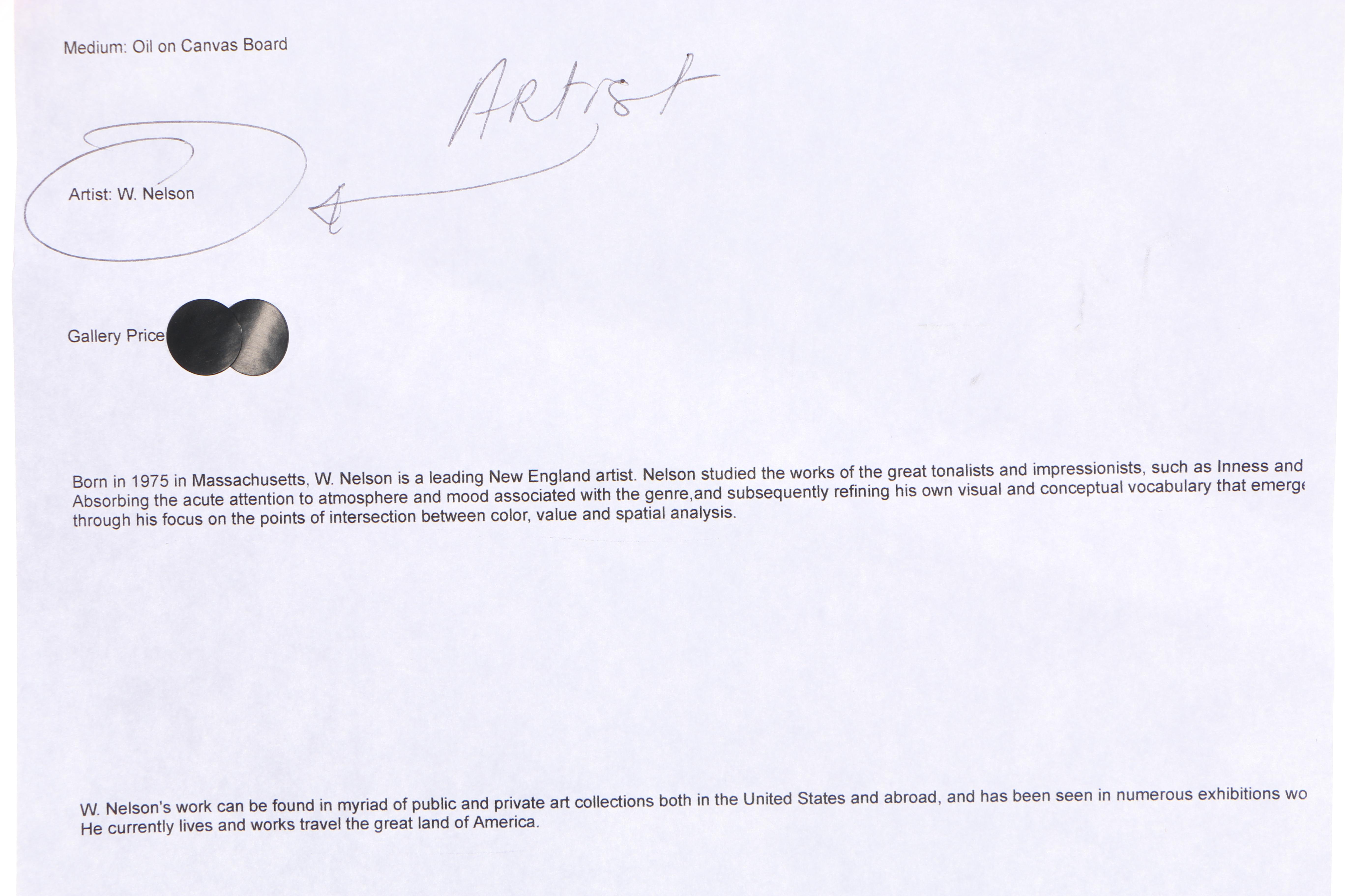 W. Nelson Marsh Land Oil Painting "Summer Skies" Attributed to W. Nelson