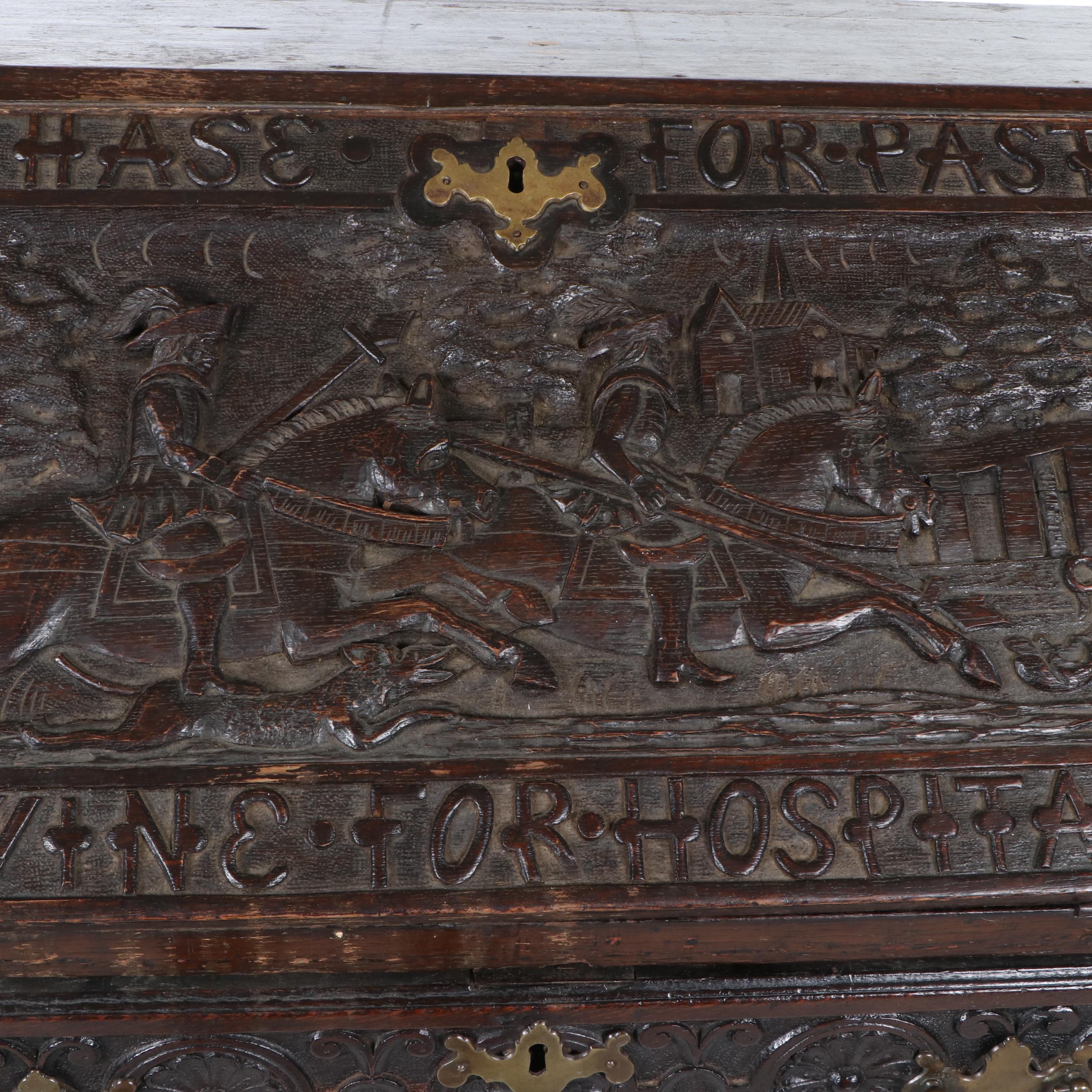 Victorian Carved Oak Bureau, Late 19th Century