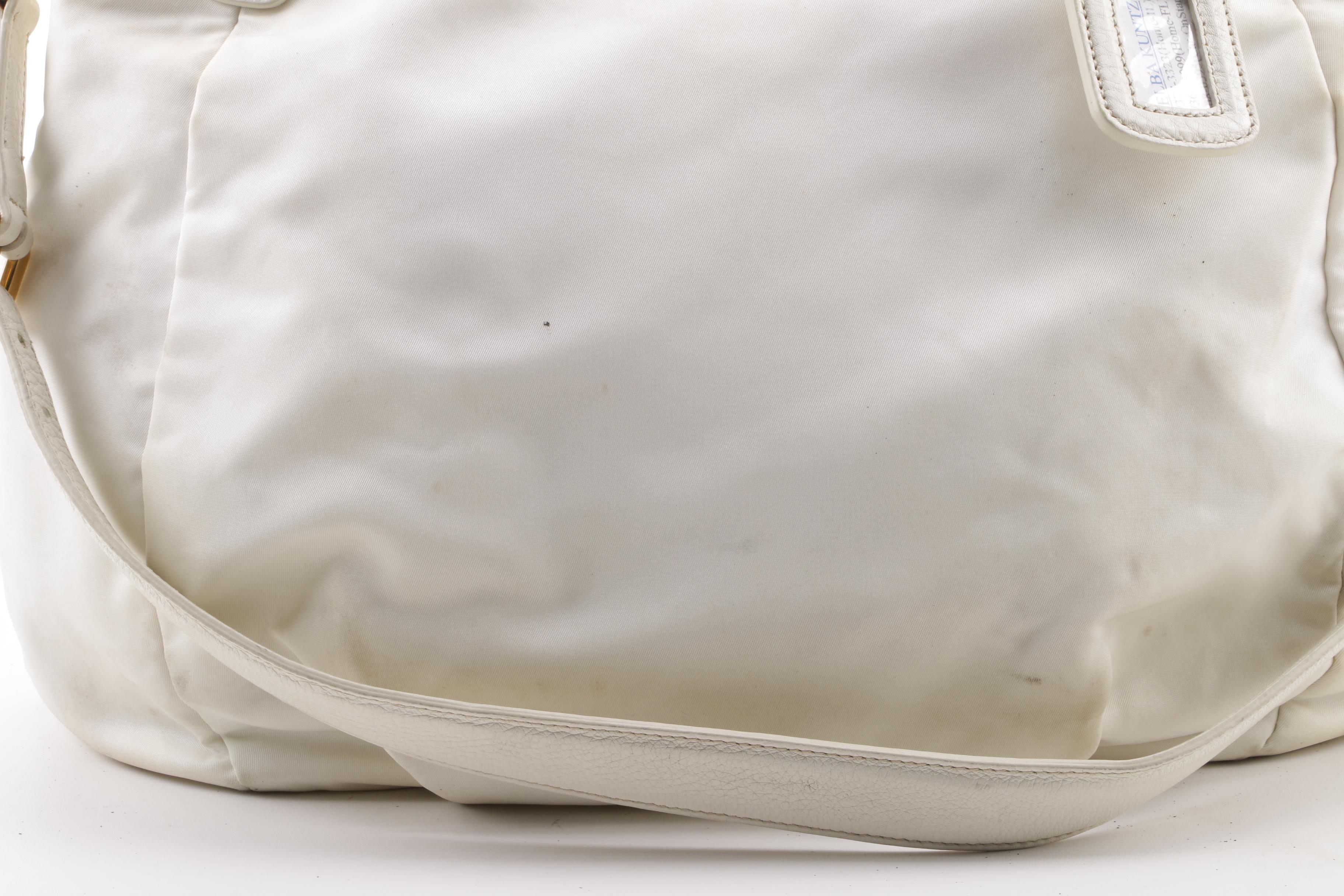 Prada Sacca 2 Manici Bianco Nylon Convertible Satchel