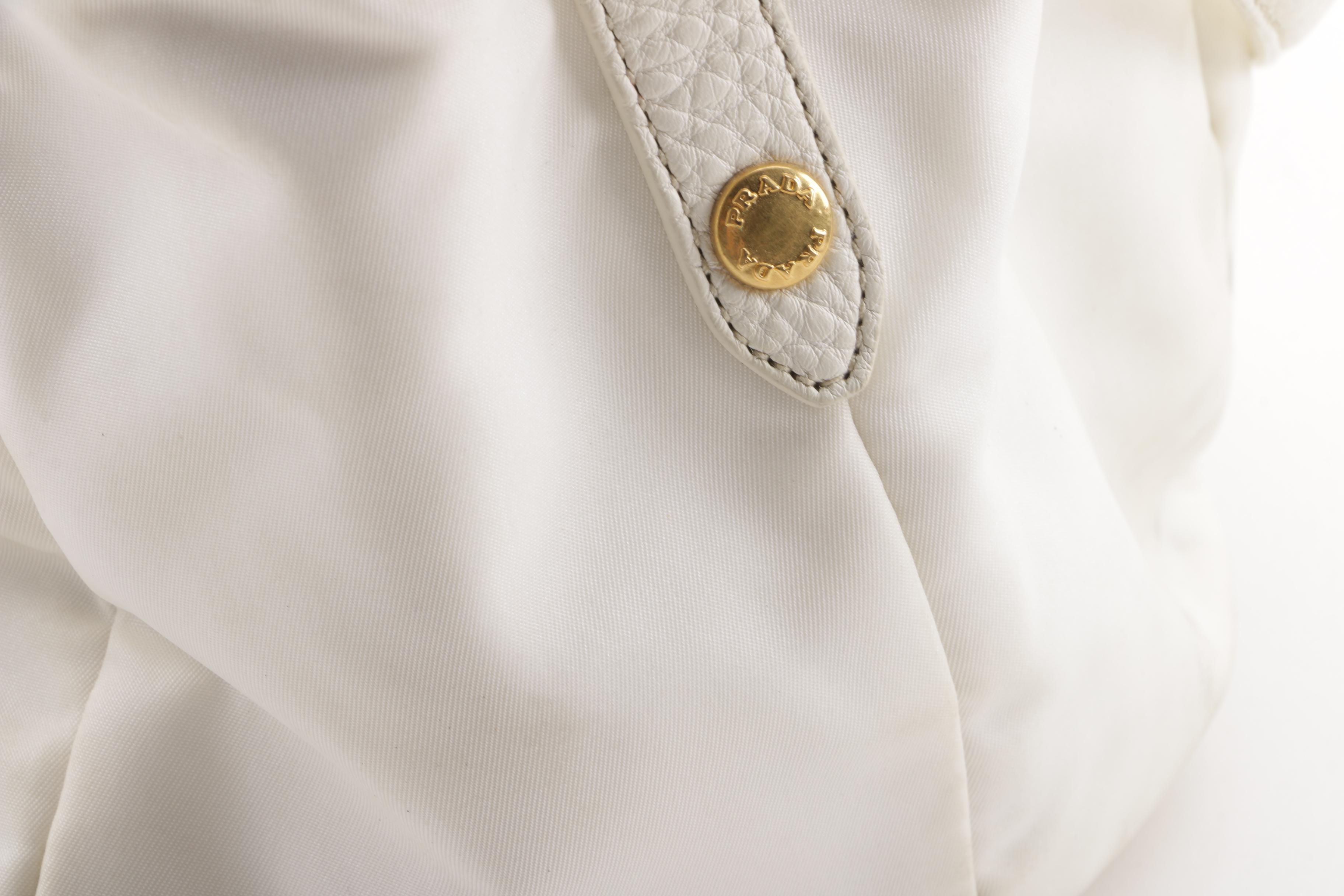 Prada Sacca 2 Manici Bianco Nylon Convertible Satchel