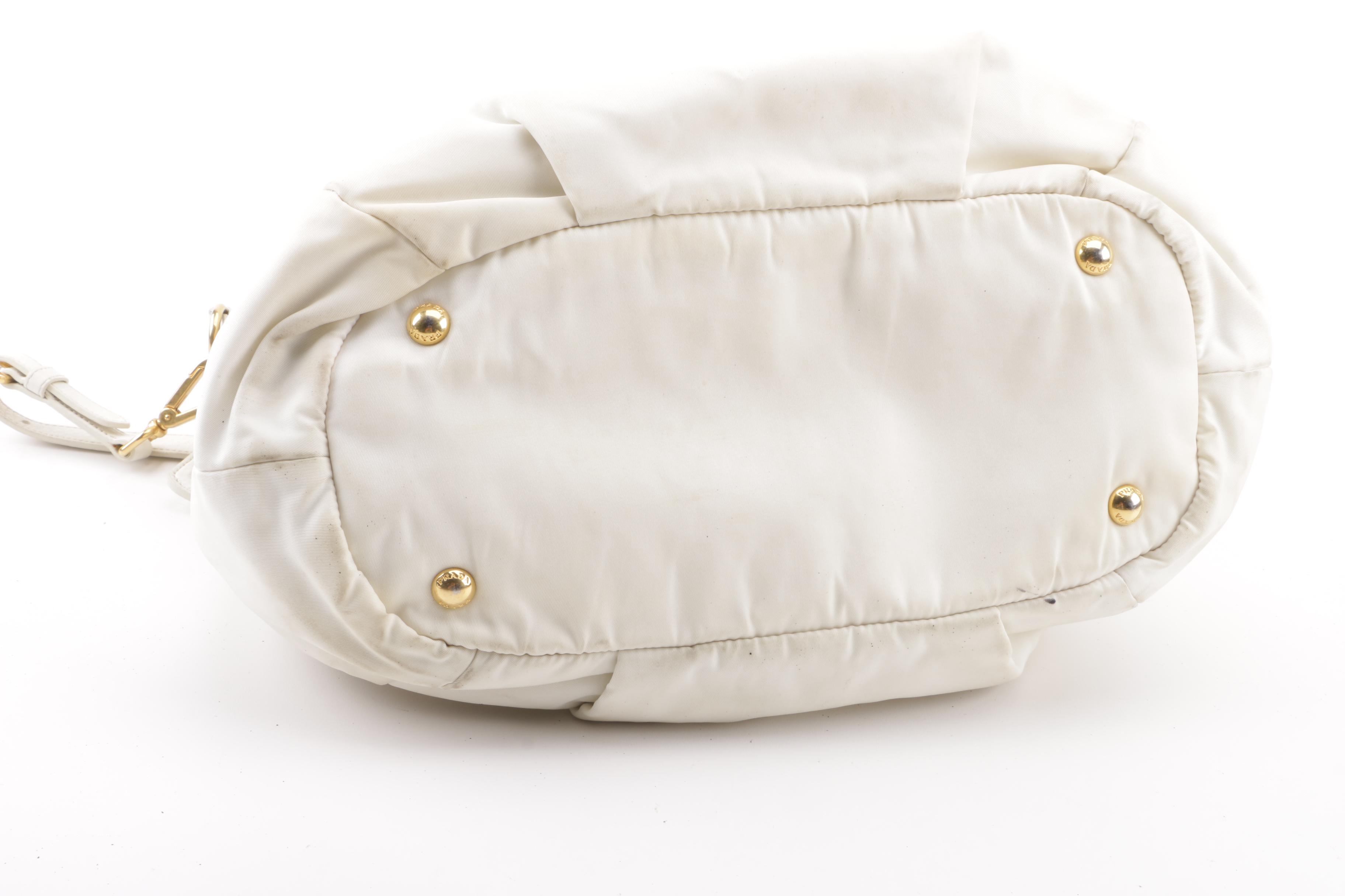 Prada Sacca 2 Manici Bianco Nylon Convertible Satchel