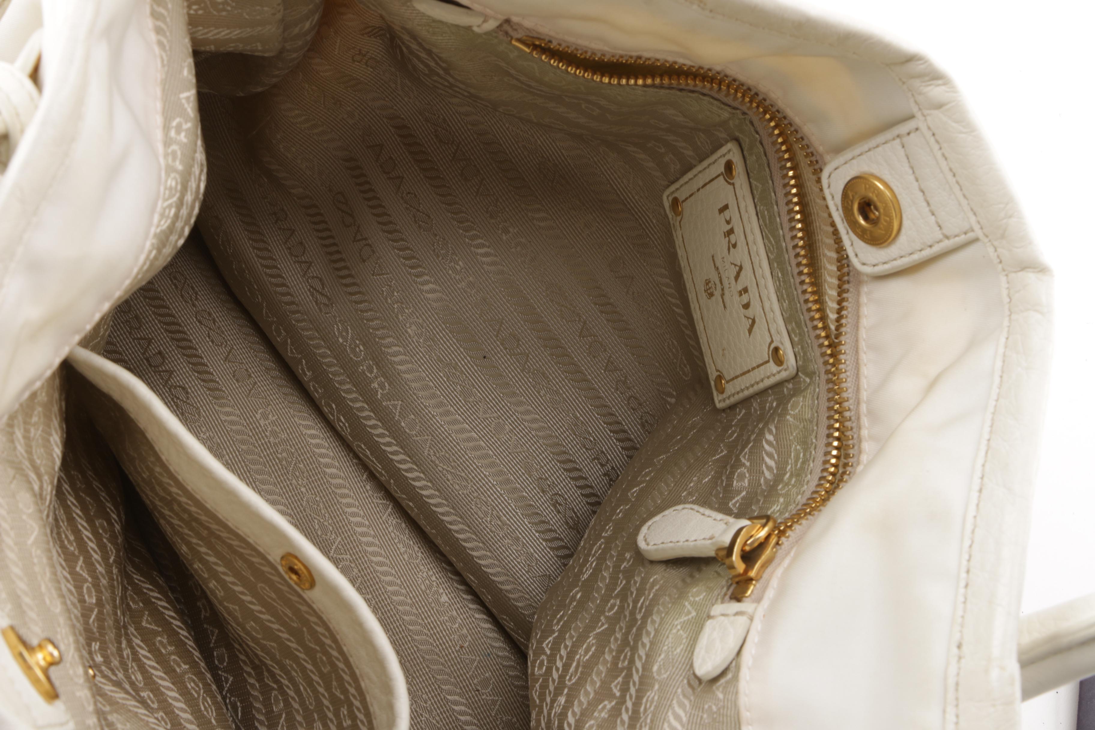 Prada Sacca 2 Manici Bianco Nylon Convertible Satchel