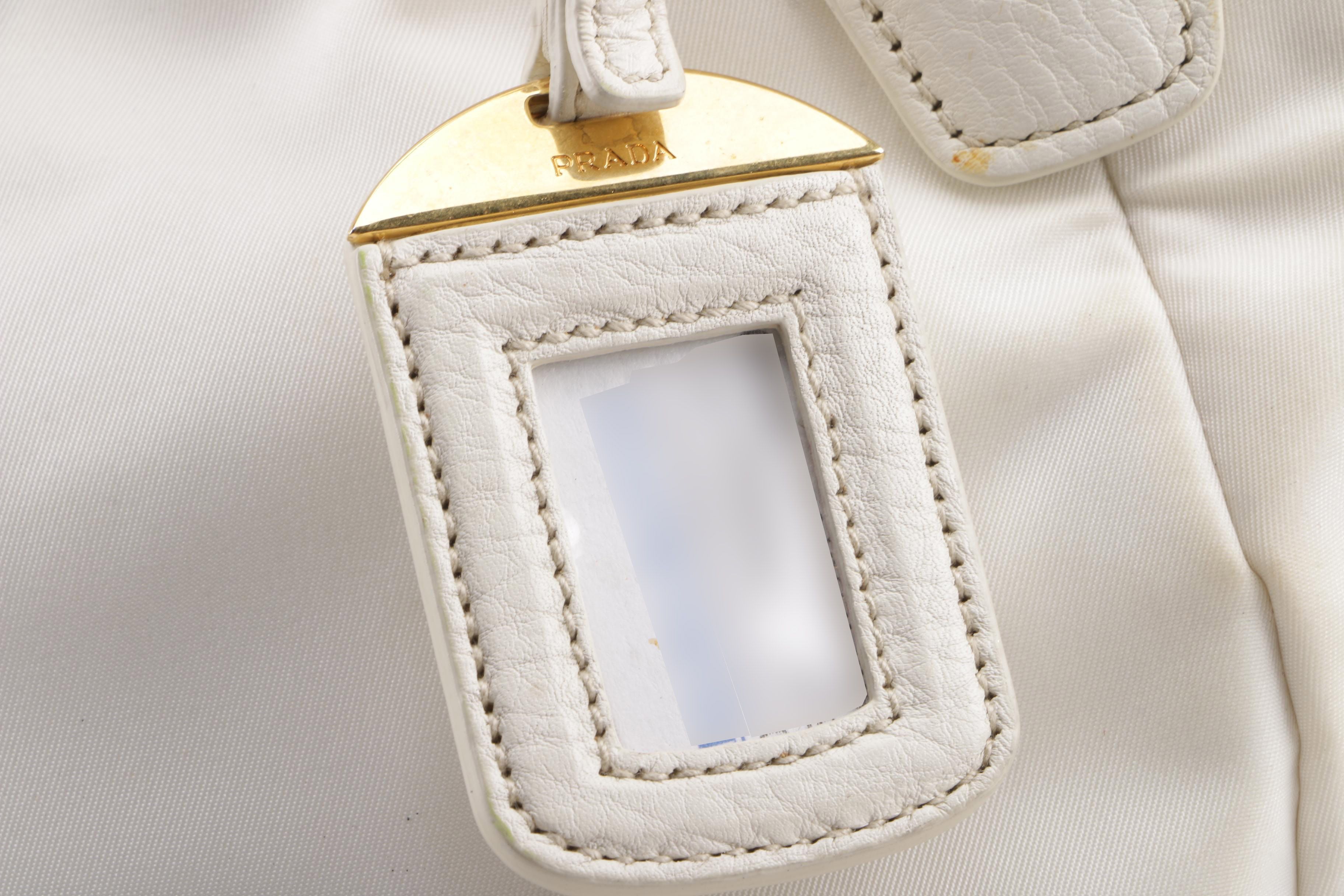 Prada Sacca 2 Manici Bianco Nylon Convertible Satchel