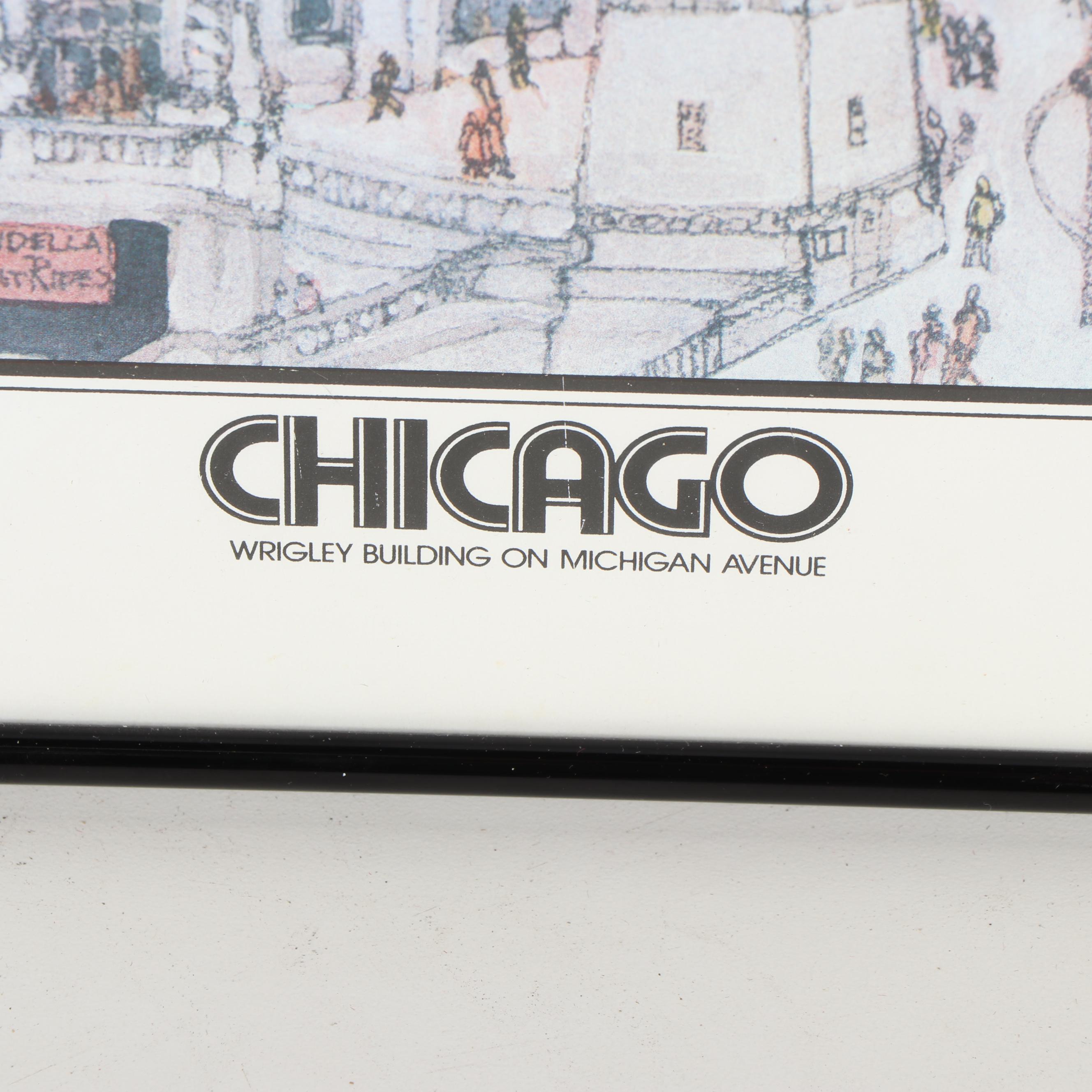 Mark McMahon Offset Lithograph "Chicago Wrigley Building"