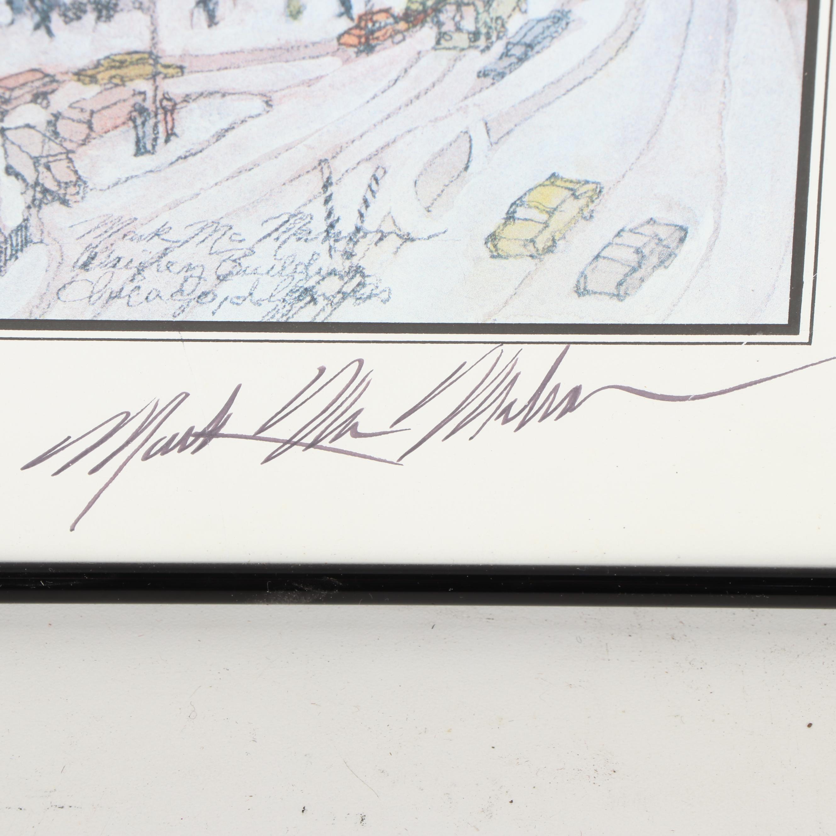 Mark McMahon Offset Lithograph "Chicago Wrigley Building"