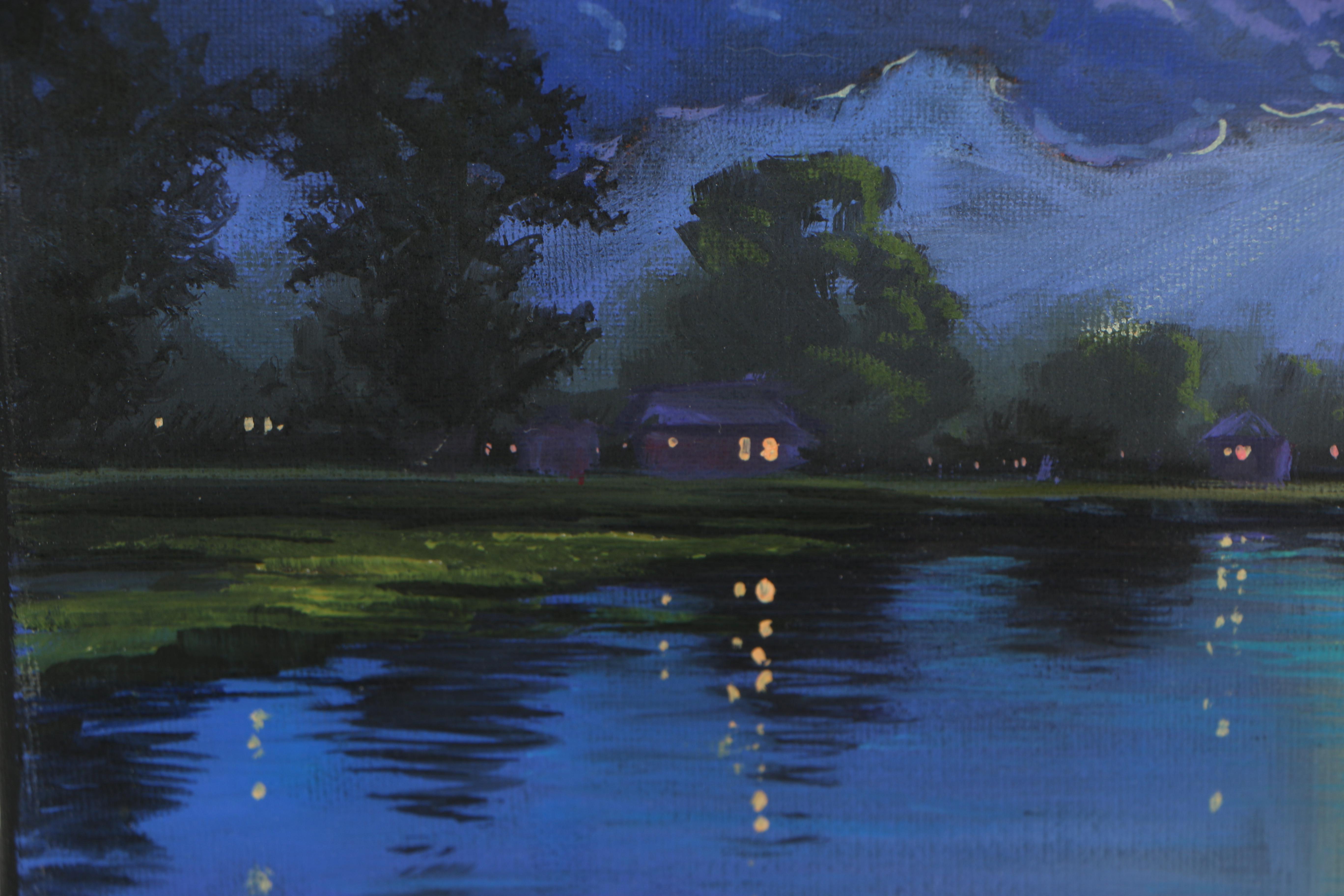 Douglas Bumo Johnpeer Oil Painting "Lake Homes"