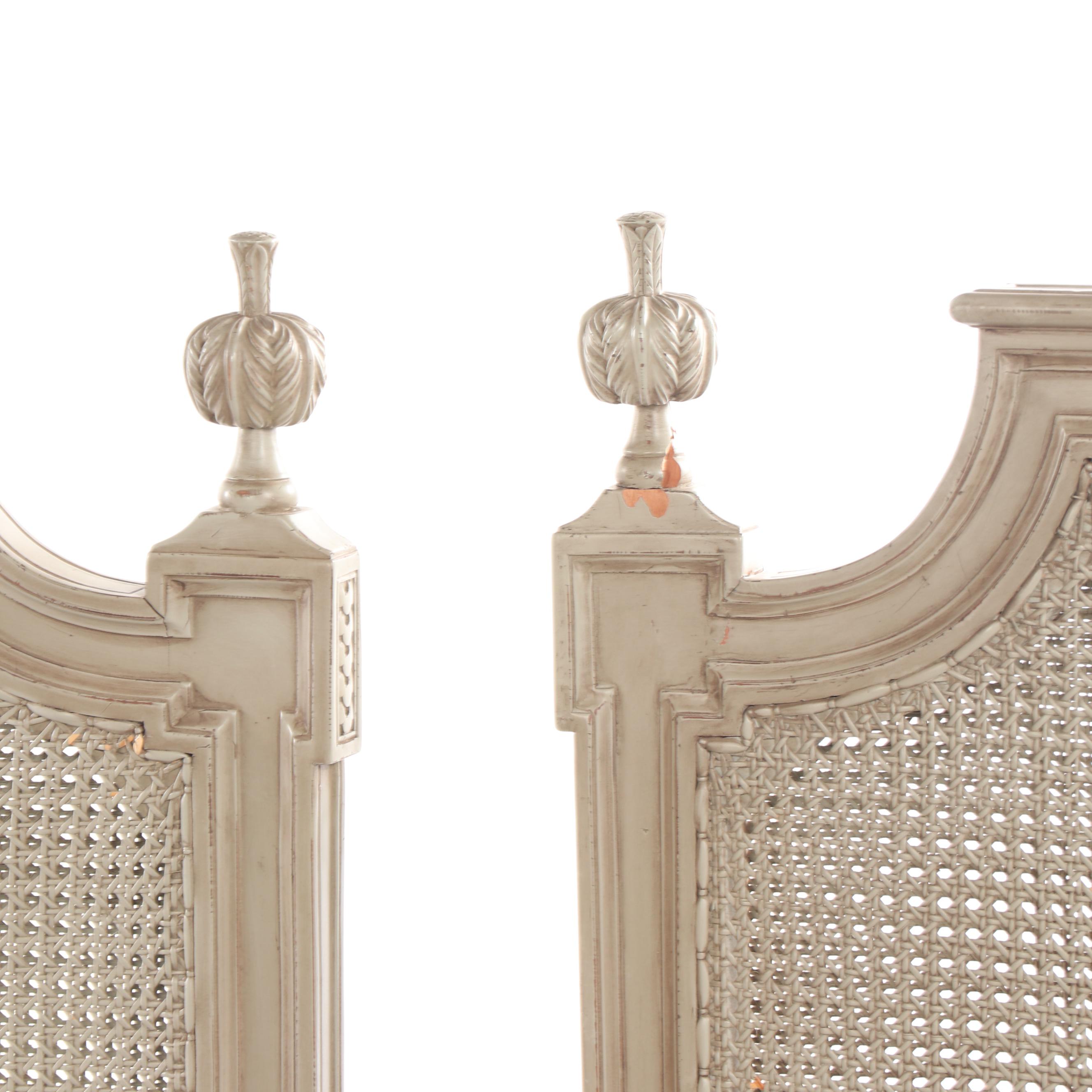 Gustavian Style Painted Wooden Twin Size Bed Frames, 21st Century