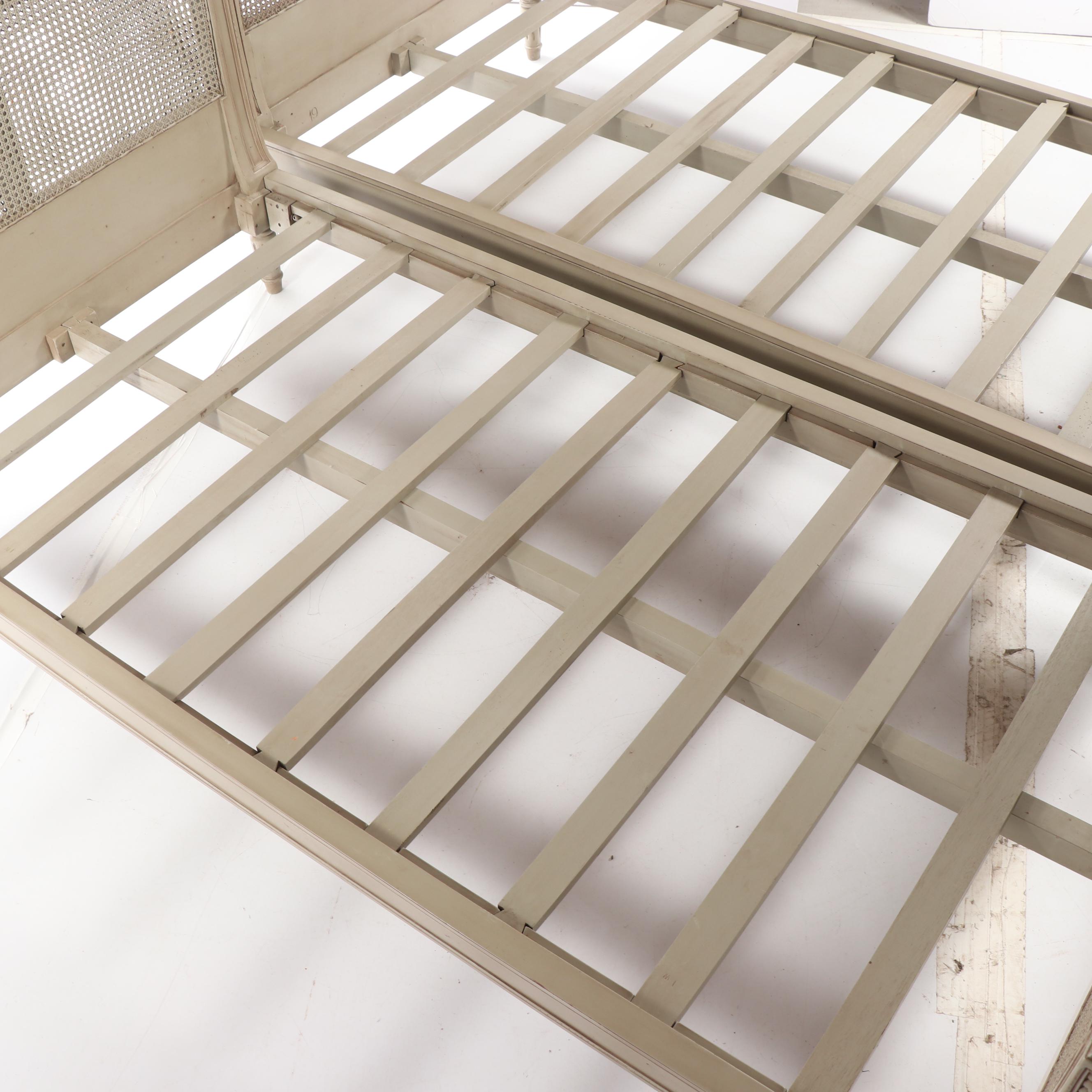 Gustavian Style Painted Wooden Twin Size Bed Frames, 21st Century