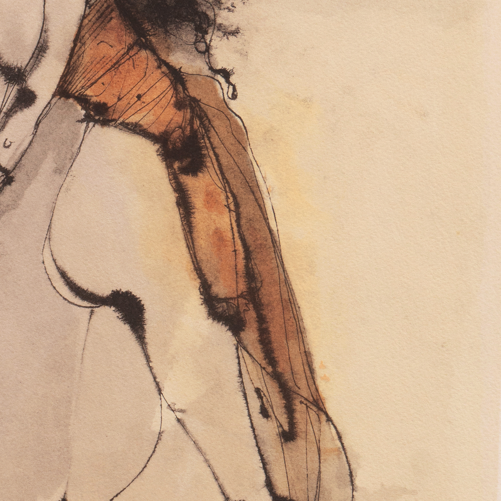 Leonor Fini Ink and Sepia Wash "Two Figures"