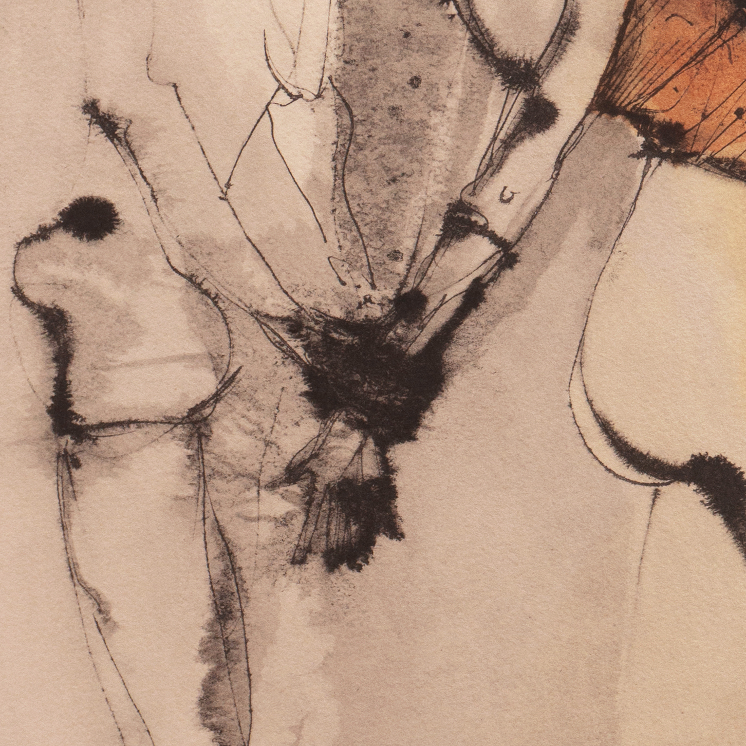 Leonor Fini Ink and Sepia Wash "Two Figures"