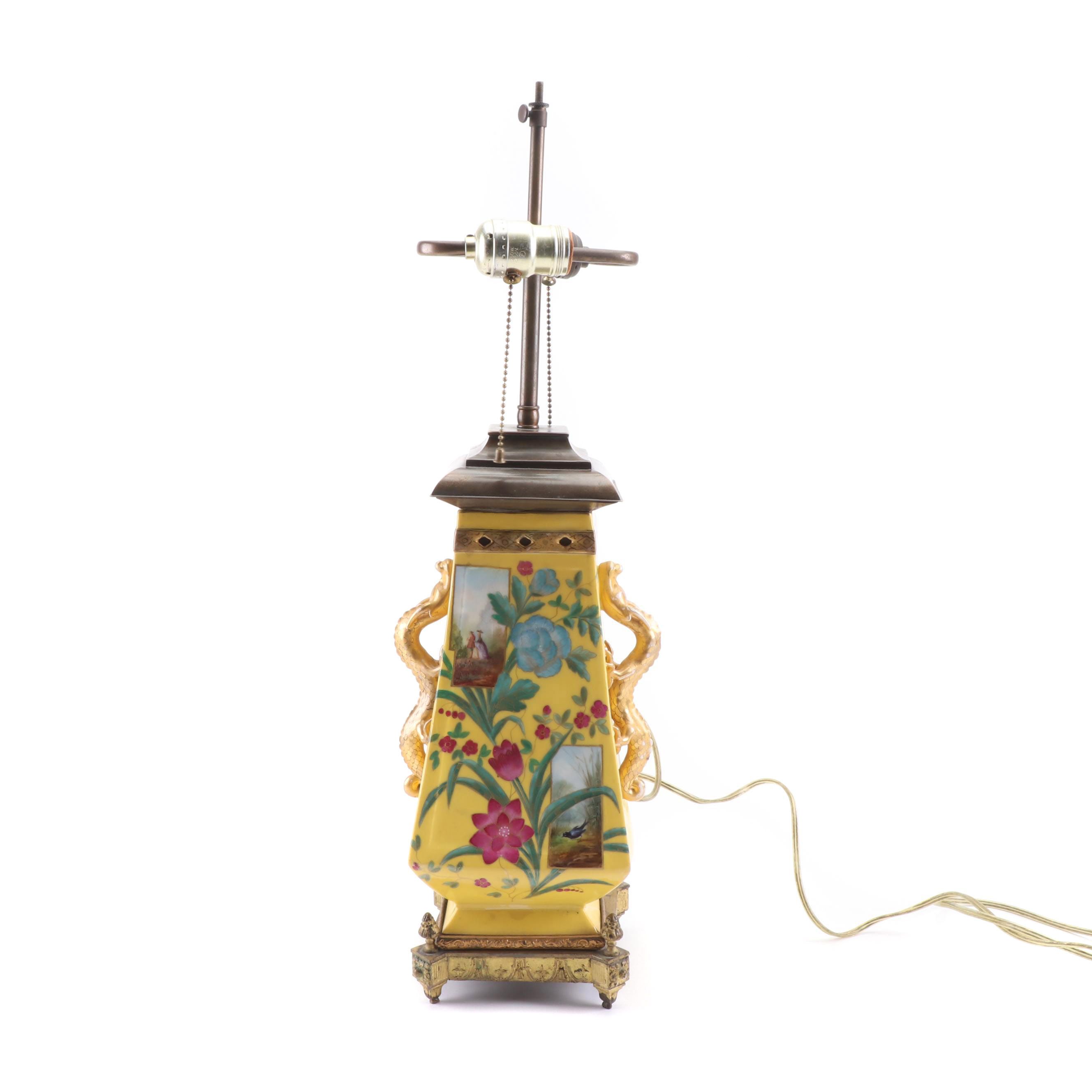 Aesthetic Movement Porcelain Vase Mounted as a Lamp, Late 19th Century