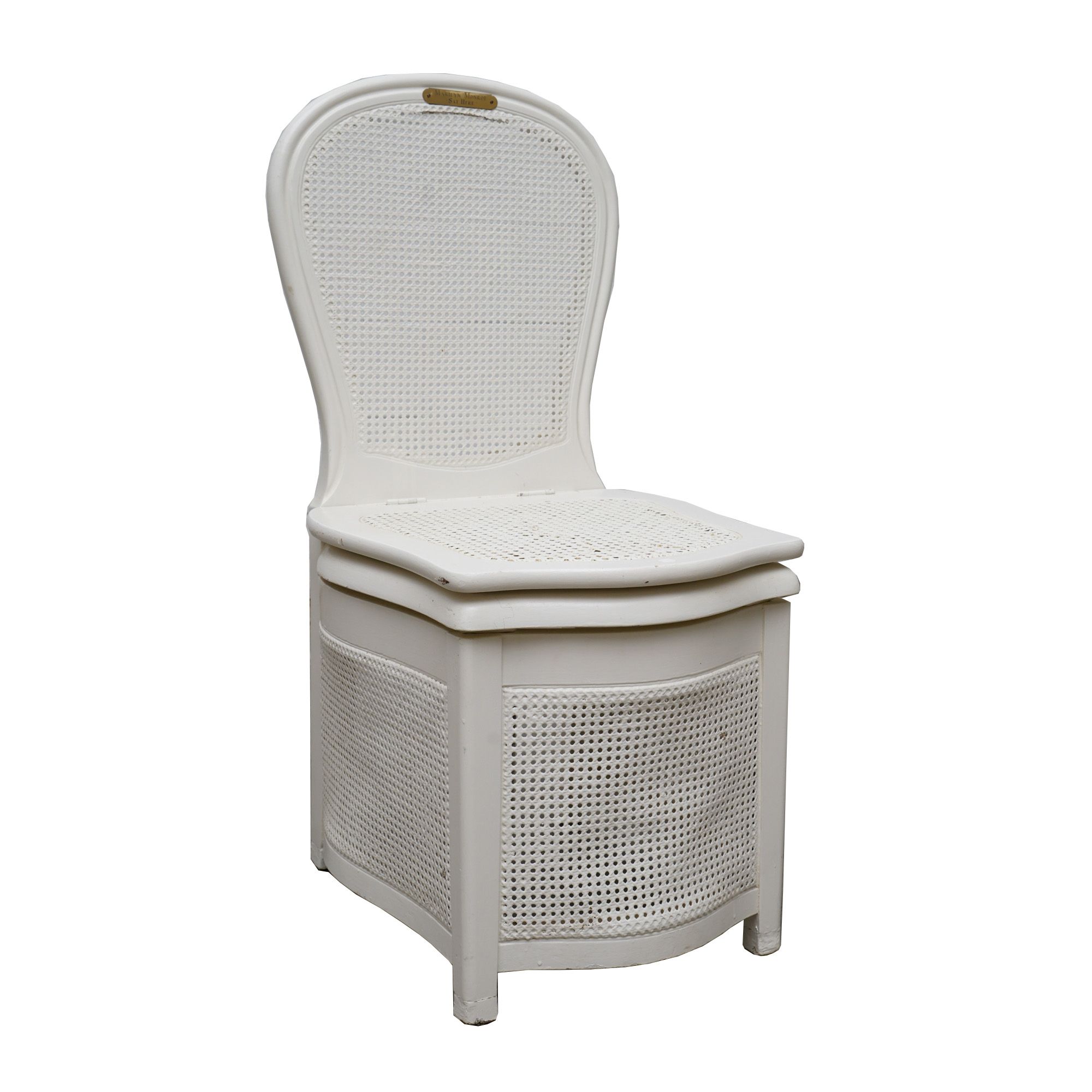 Painted Caned Commode Chair, Mid 20th Century