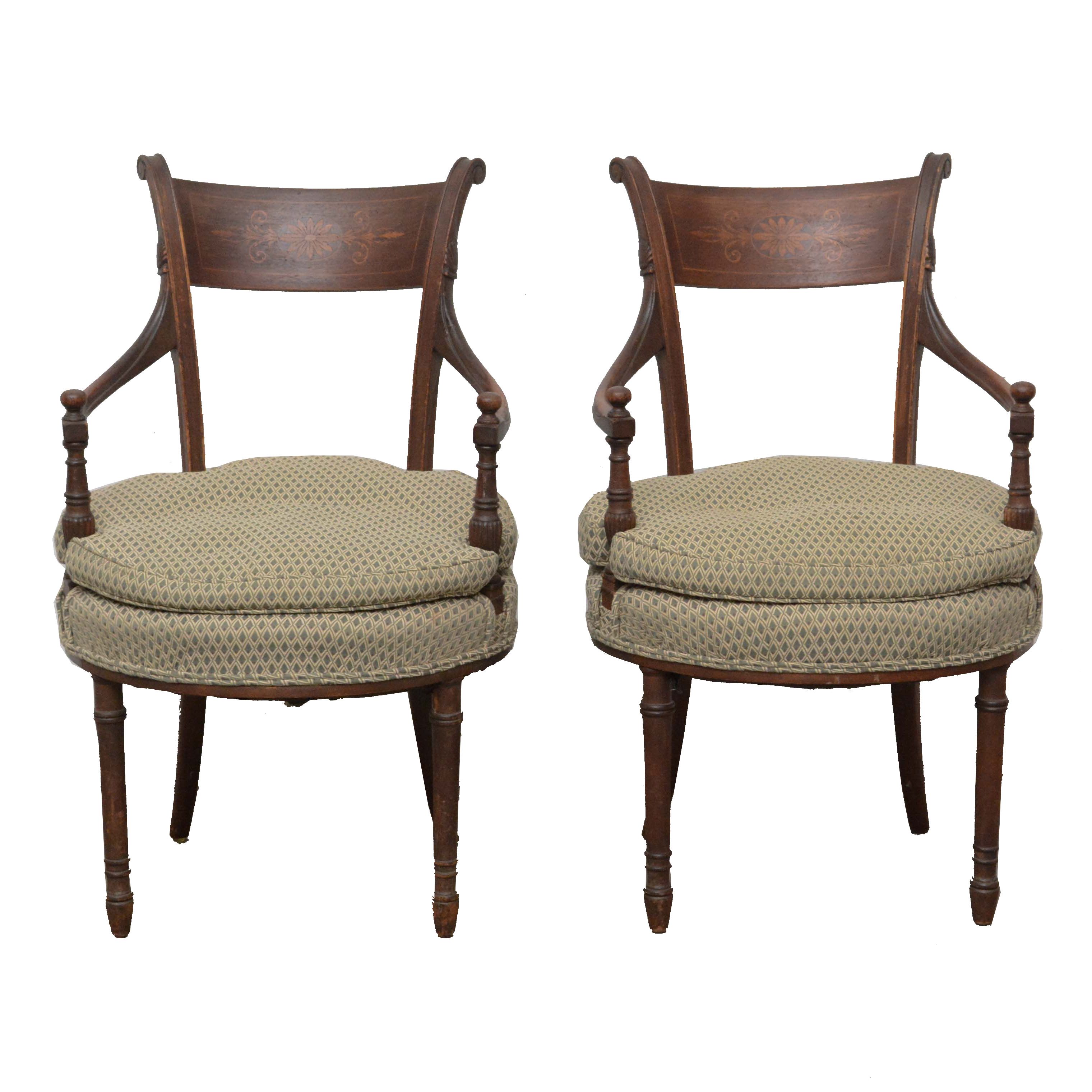 Louis XVI Style Mahogany Armchairs, Mid/Late 20th Century