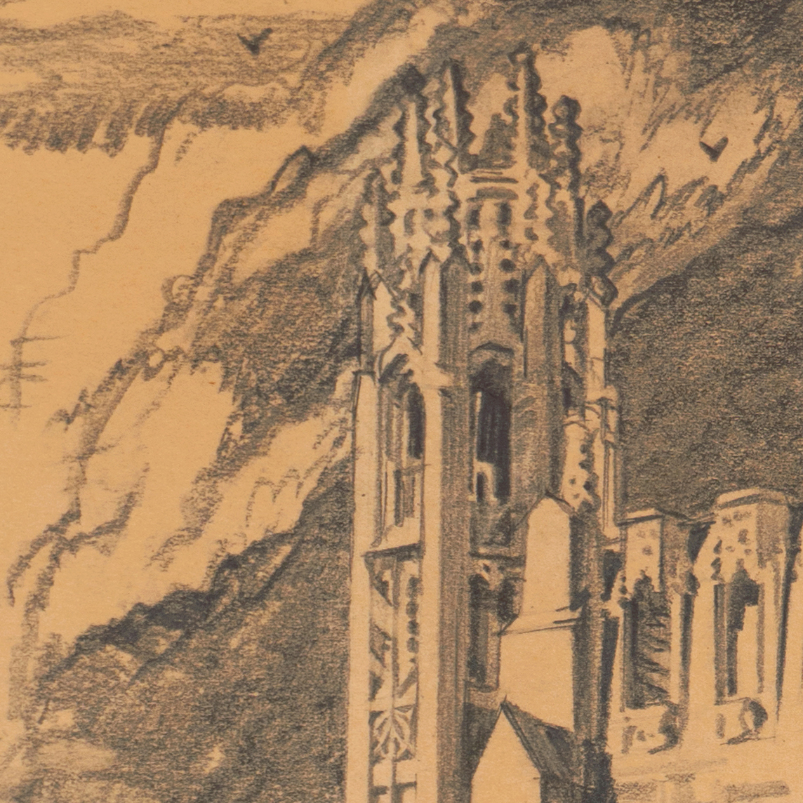 Robert Harmer Smith Graphite Drawing "Sterling Library, Yale"