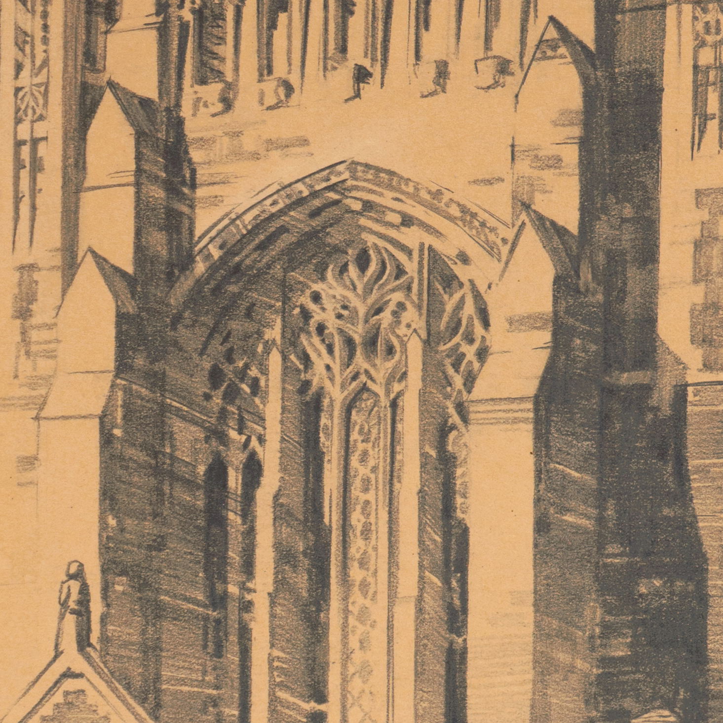 Robert Harmer Smith Graphite Drawing "Sterling Library, Yale"