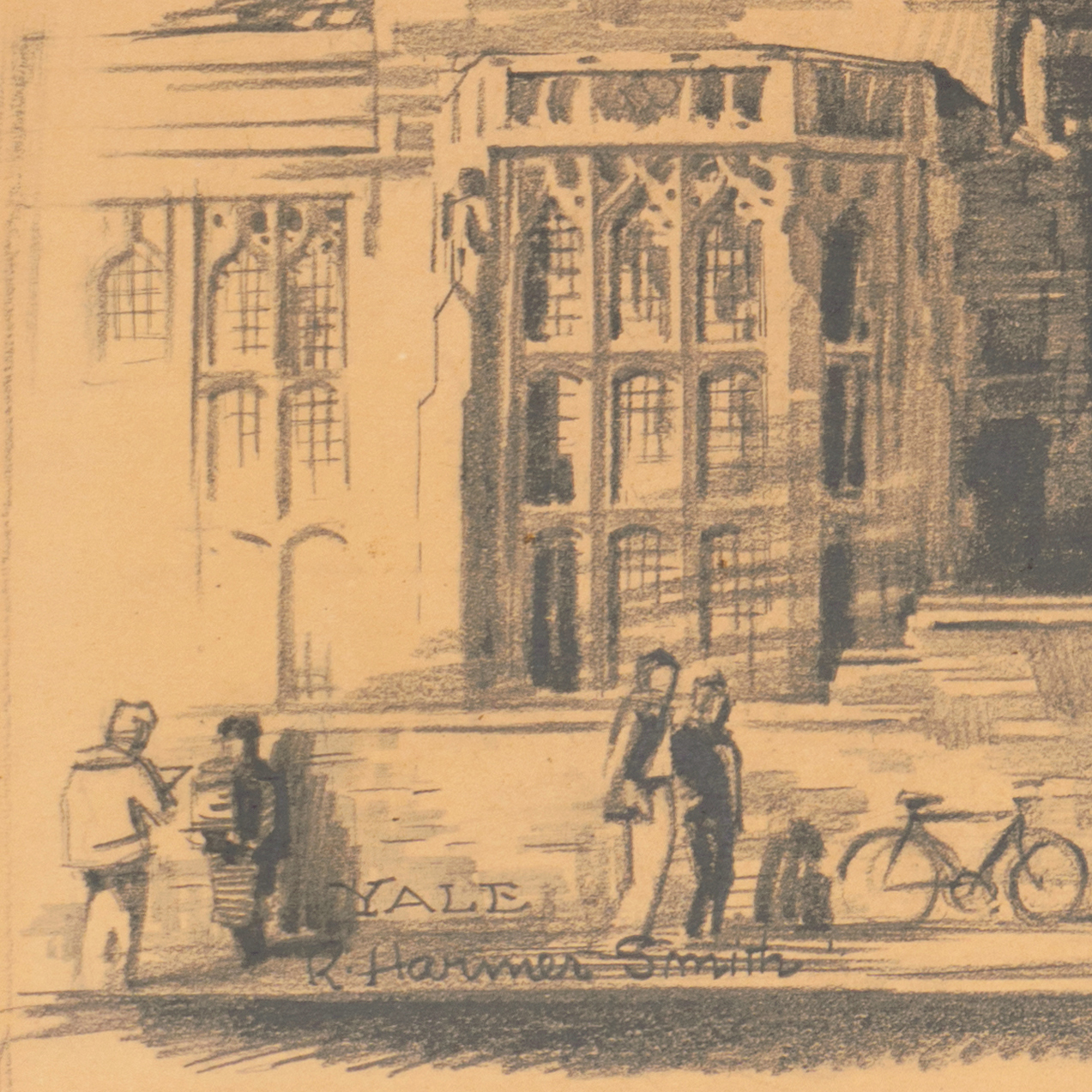 Robert Harmer Smith Graphite Drawing "Sterling Library, Yale"