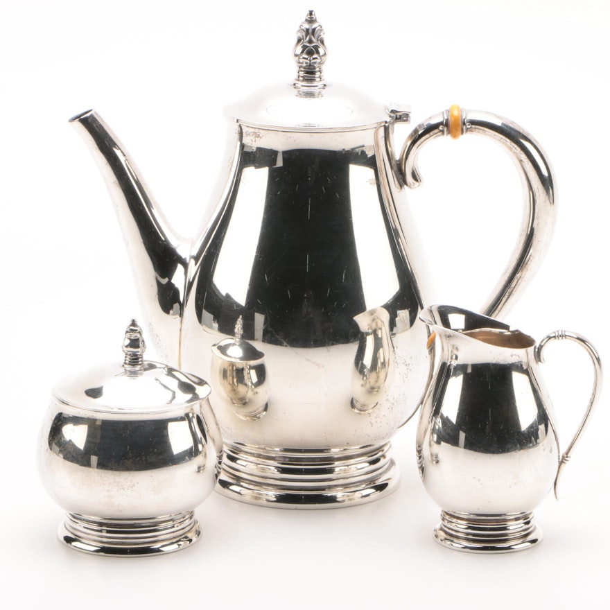 International Silver Co. "Royal Danish" Sterling Teapot, Creamer, and Sugar Bowl