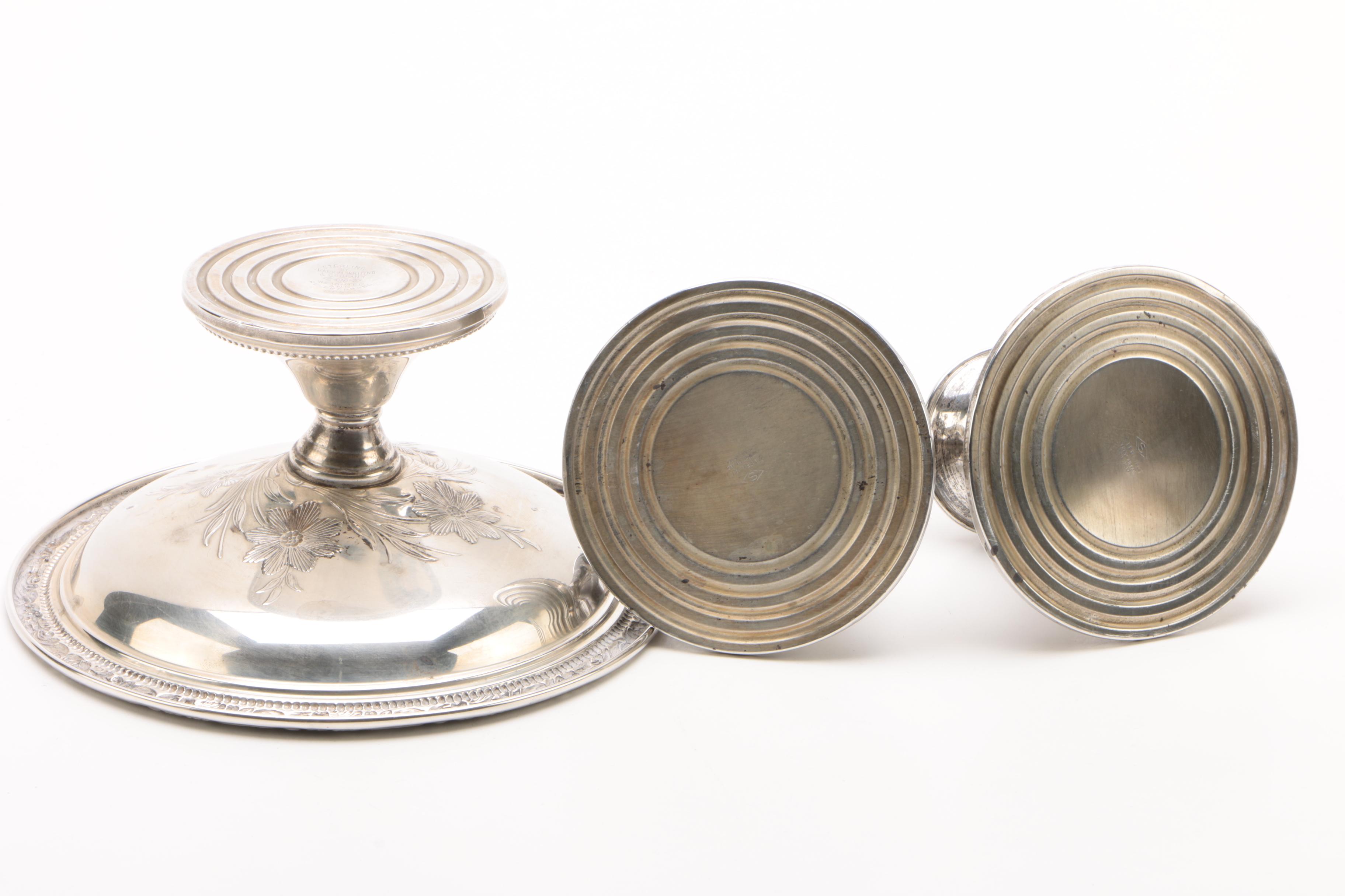 Fisher Silversmiths Creamer and Sugar Set with Other Weighted Sterling Tableware