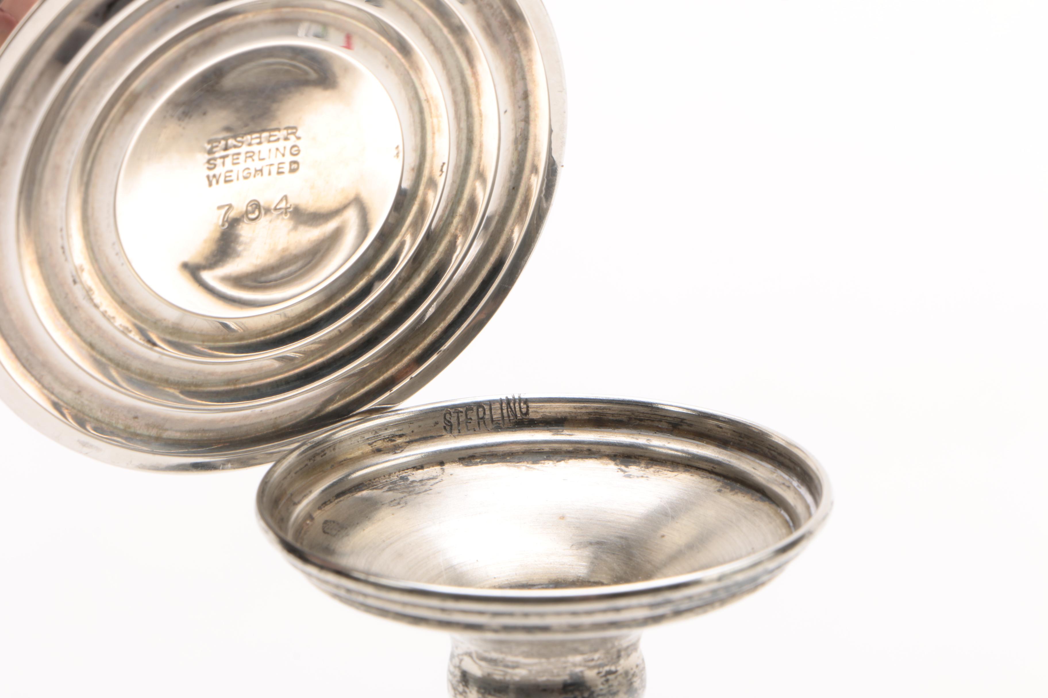 Fisher Silversmiths Creamer and Sugar Set with Other Weighted Sterling Tableware