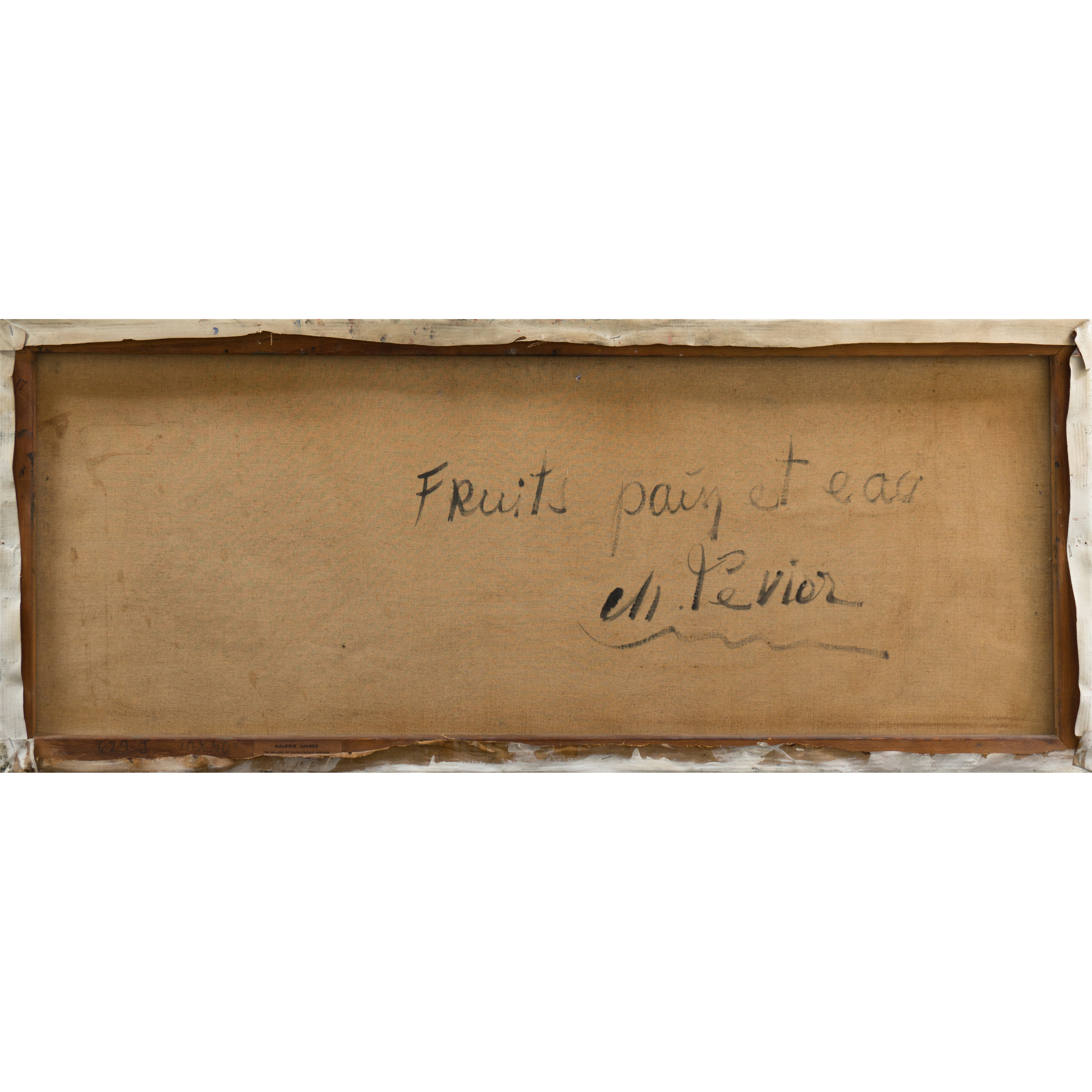 Charles Levier Large Oil Painting "Fruits, Pain et Eau"