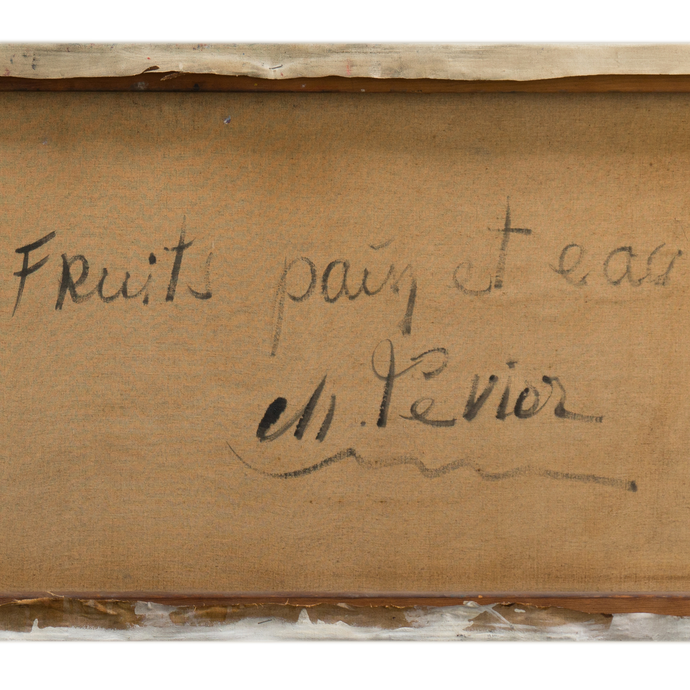 Charles Levier Large Oil Painting "Fruits, Pain et Eau"