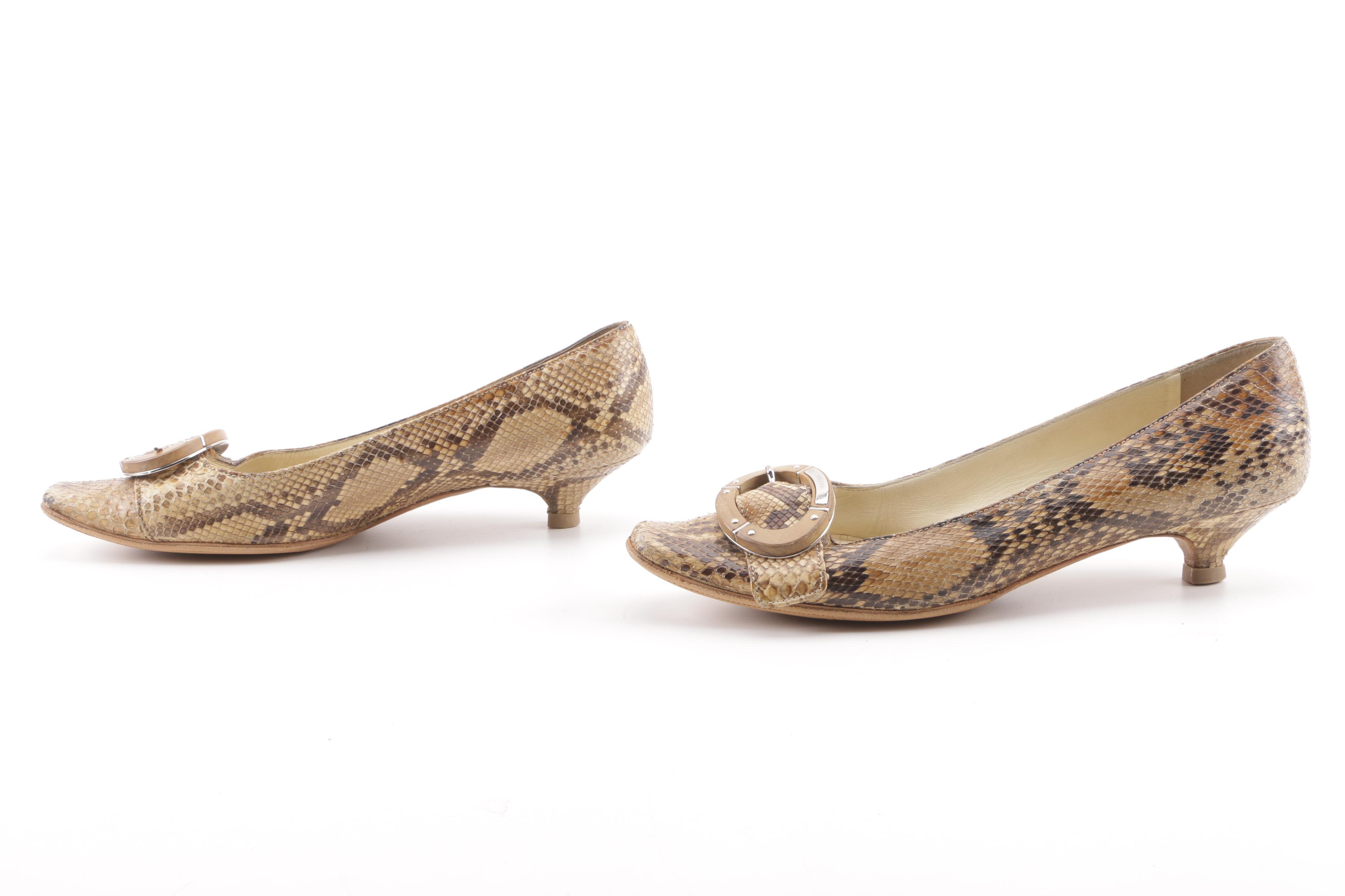Vintage Prada Python Skin Kitten Heel Pumps