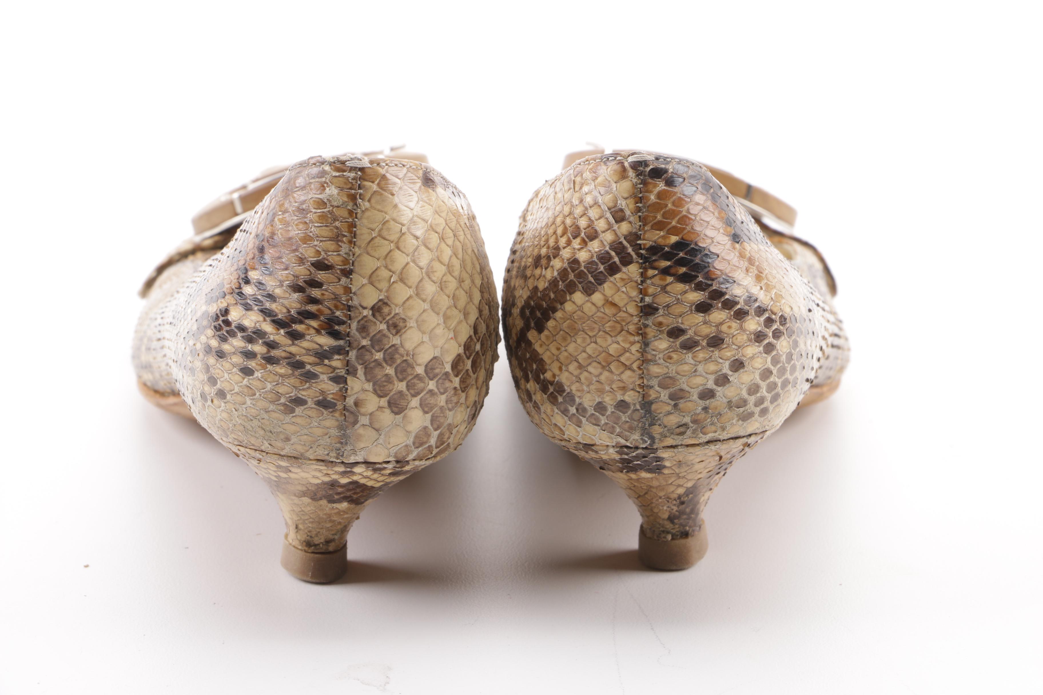 Vintage Prada Python Skin Kitten Heel Pumps