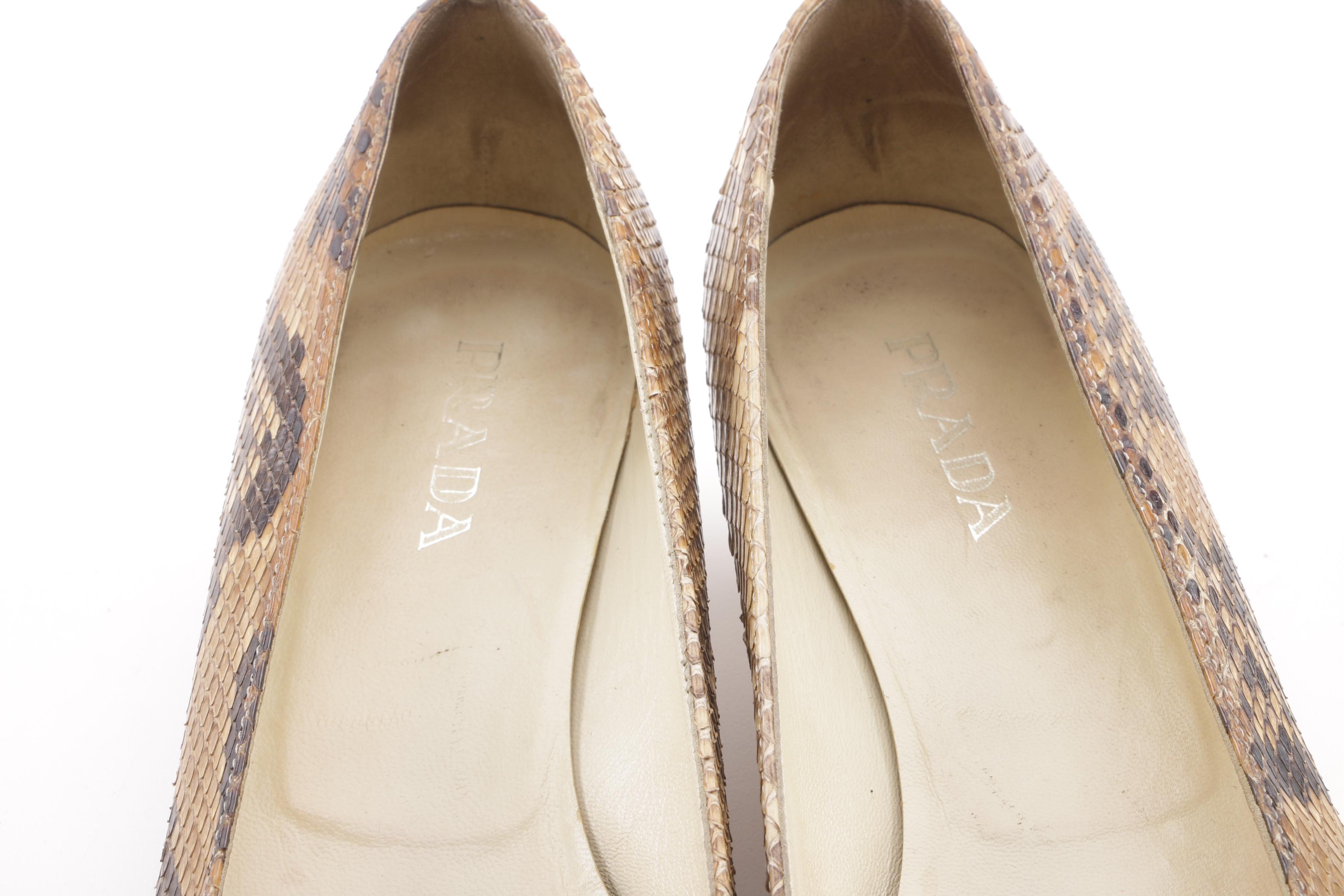 Vintage Prada Python Skin Kitten Heel Pumps