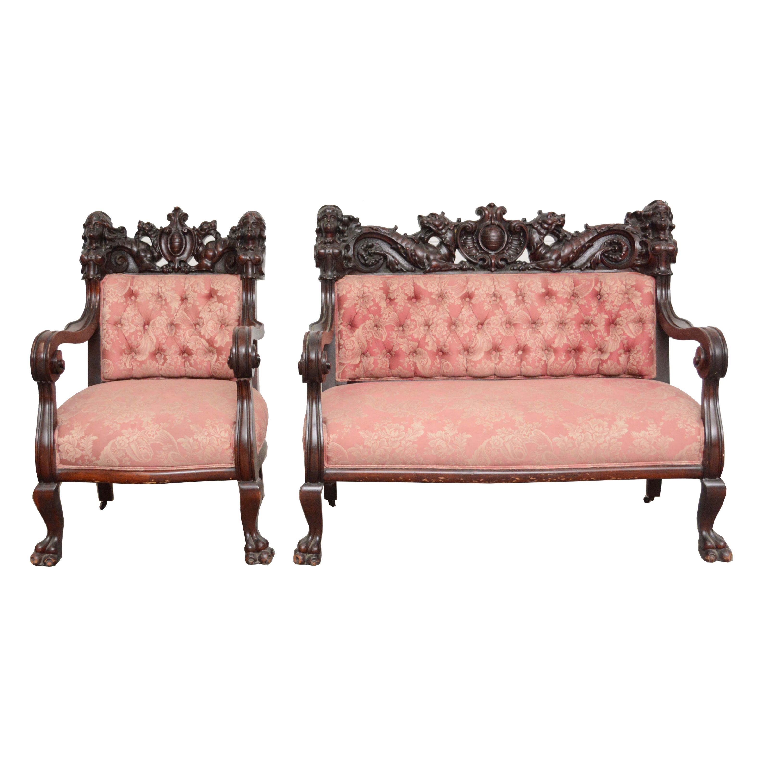 S. Karpen & Bros. Three Piece Renaissance Revival Mahogany Parlor Set