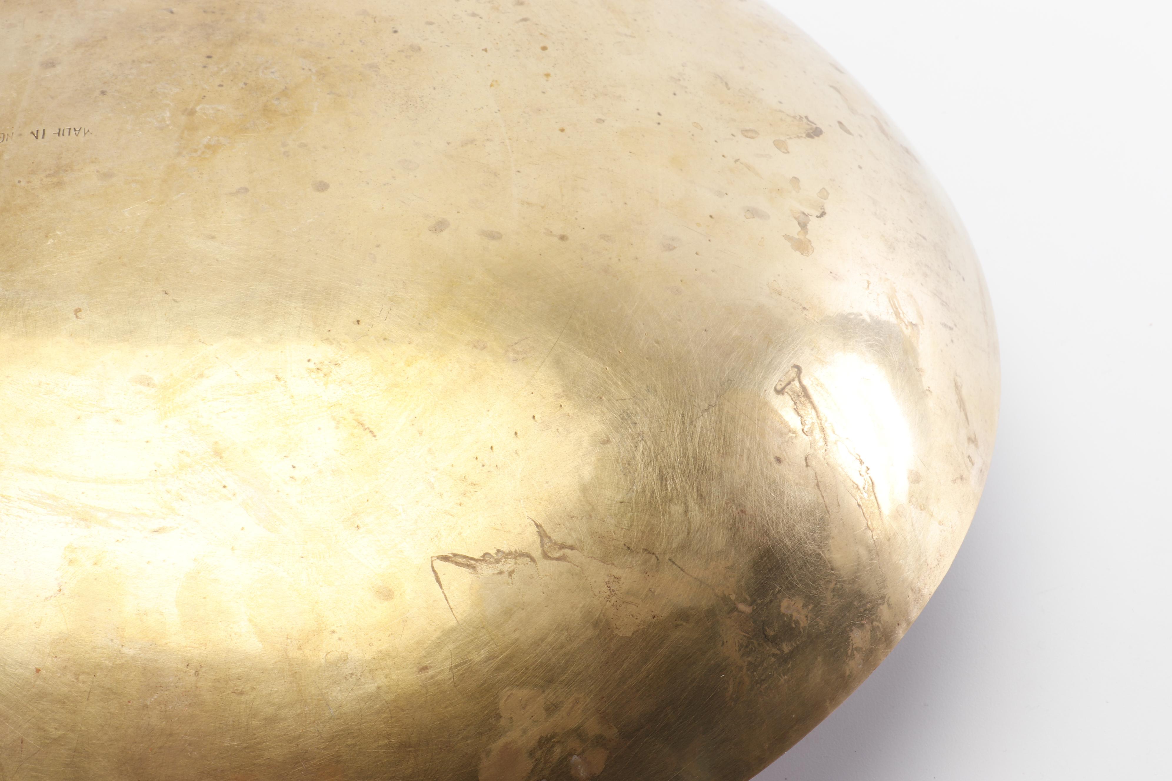 Vintage Chinese Etched Brass Bowl with Stand