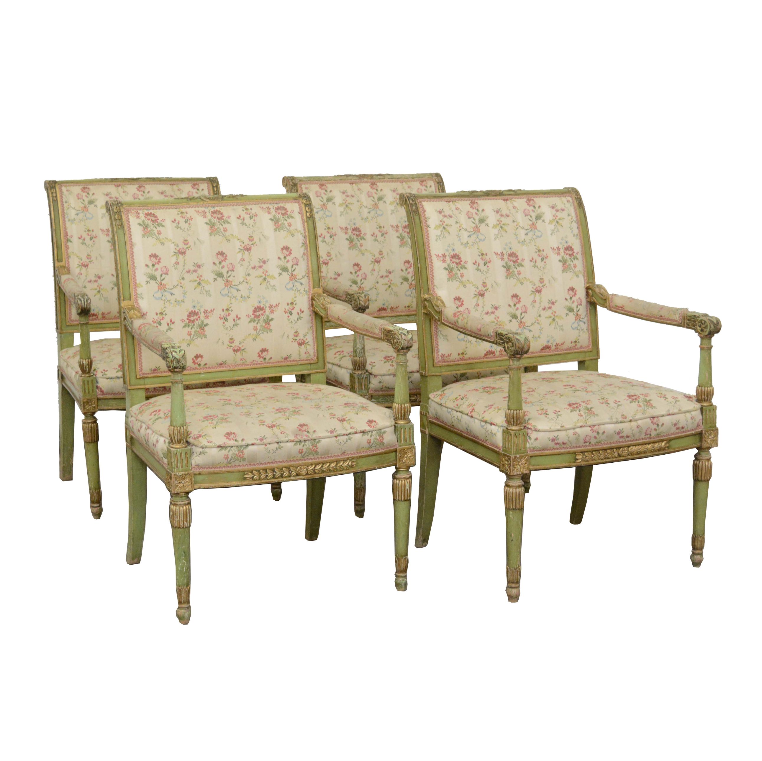 Louis XVI Style Painted Wooden Armchairs, 20th Century
