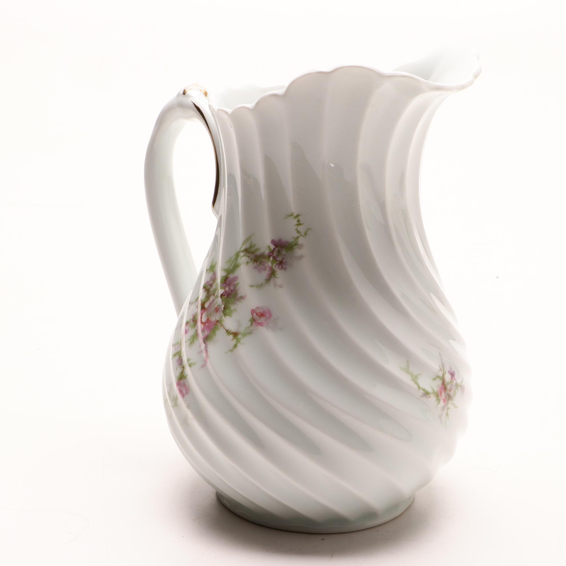 Haviland Limoges Flowered Pitcher and Bowl