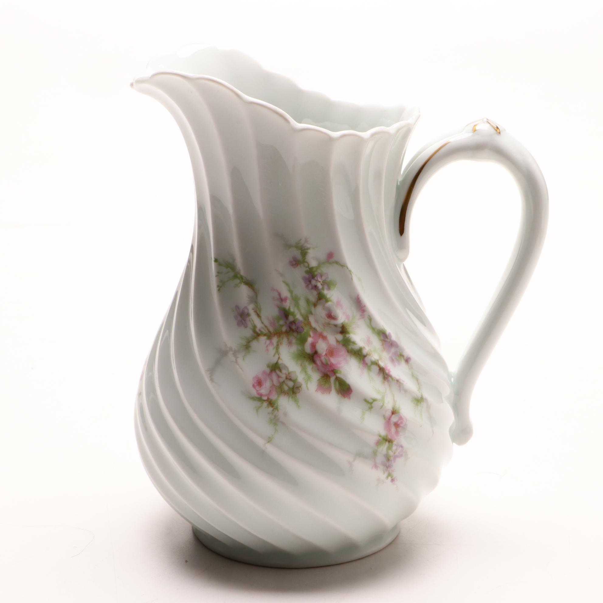 Haviland Limoges Flowered Pitcher and Bowl