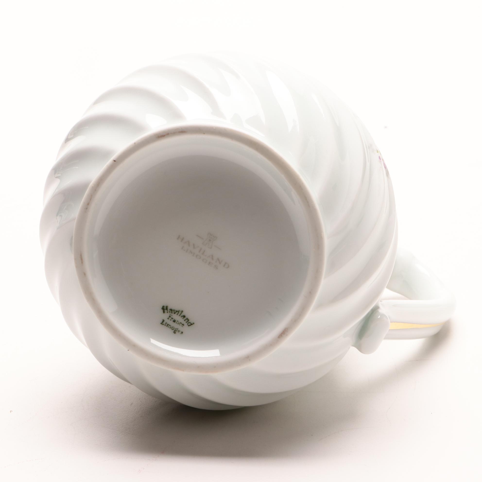 Haviland Limoges Flowered Pitcher and Bowl