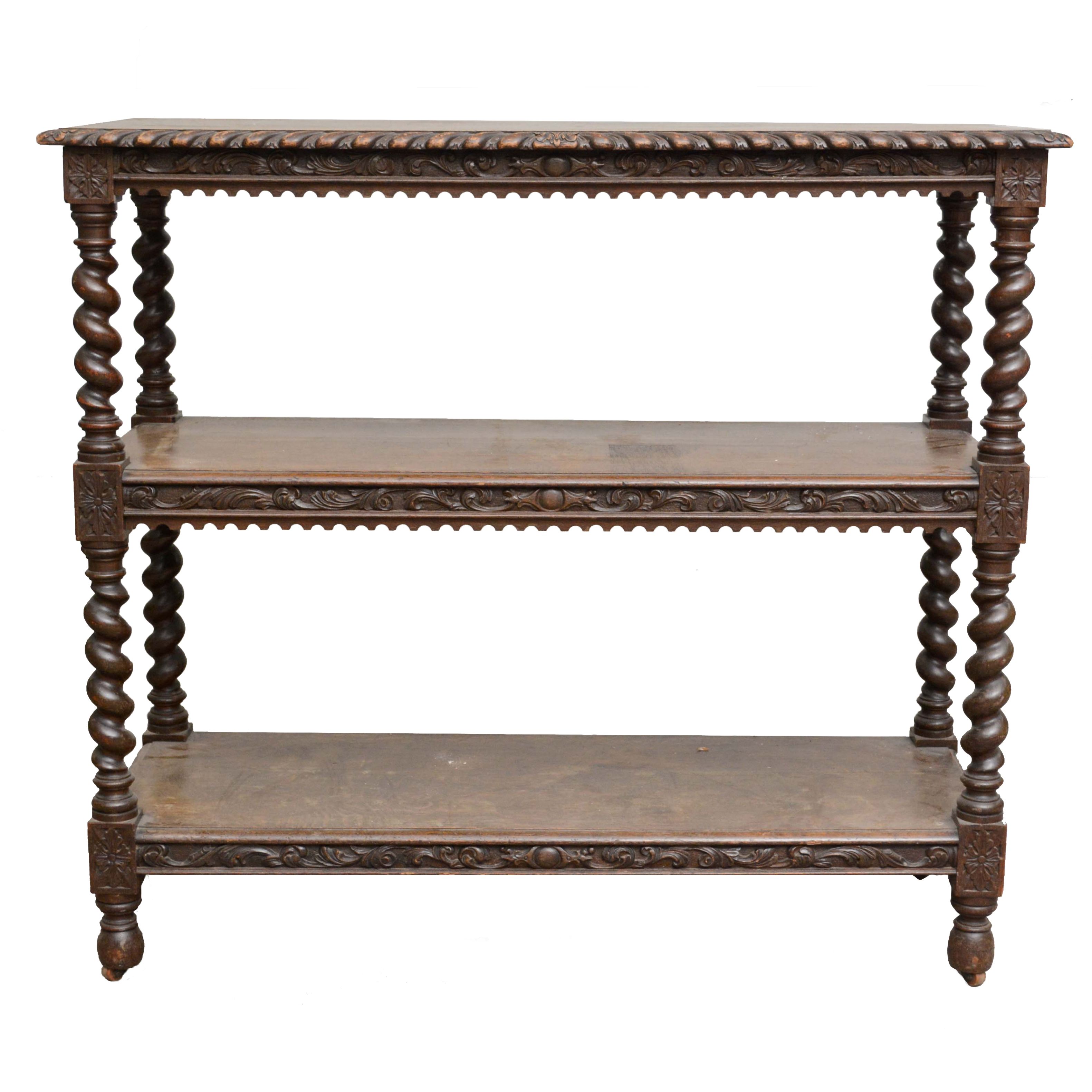 Louis XIII Style Walnut Low Bookcase on Casters, 20th Century