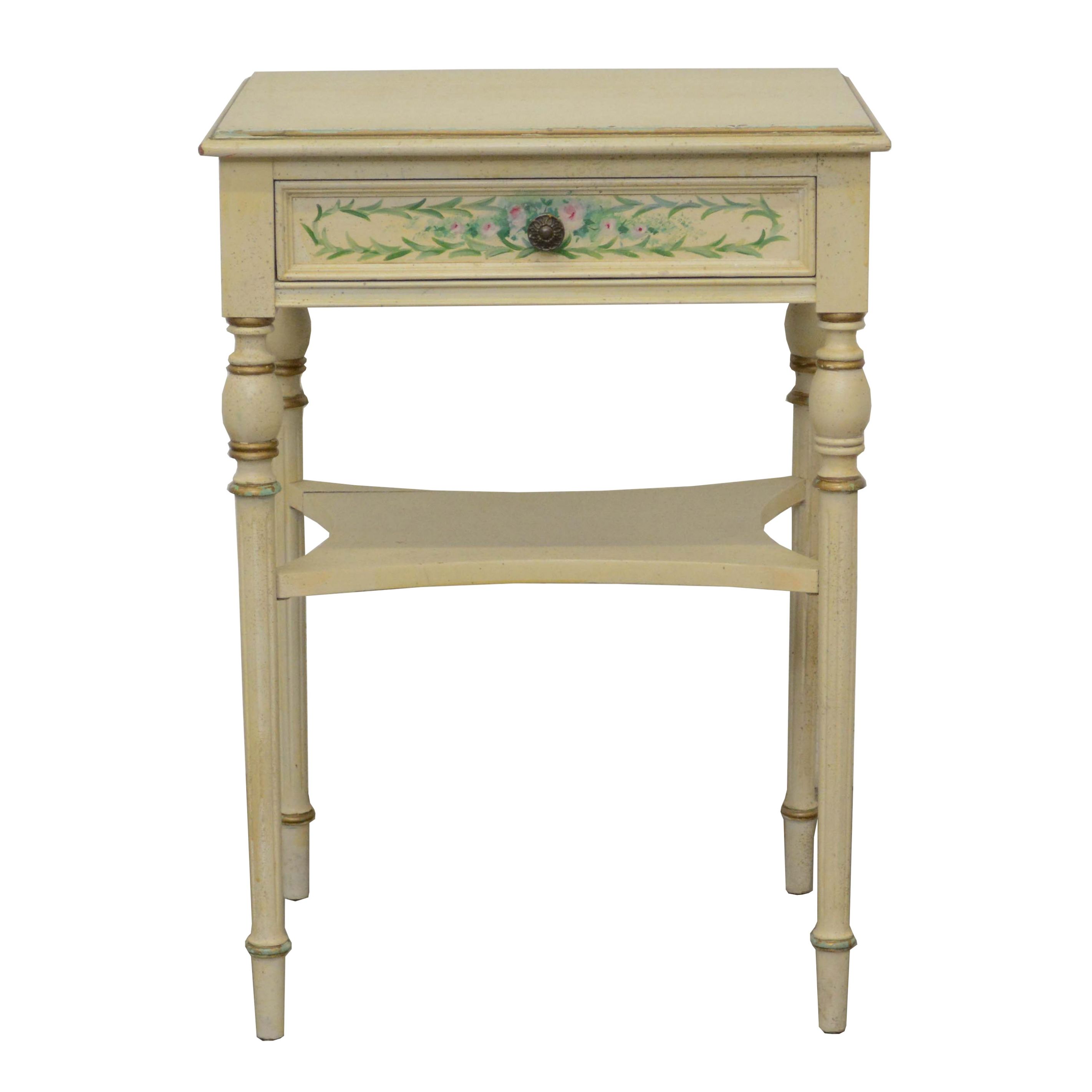 French Provincial Style Painted Wood Side Table, 20th Century