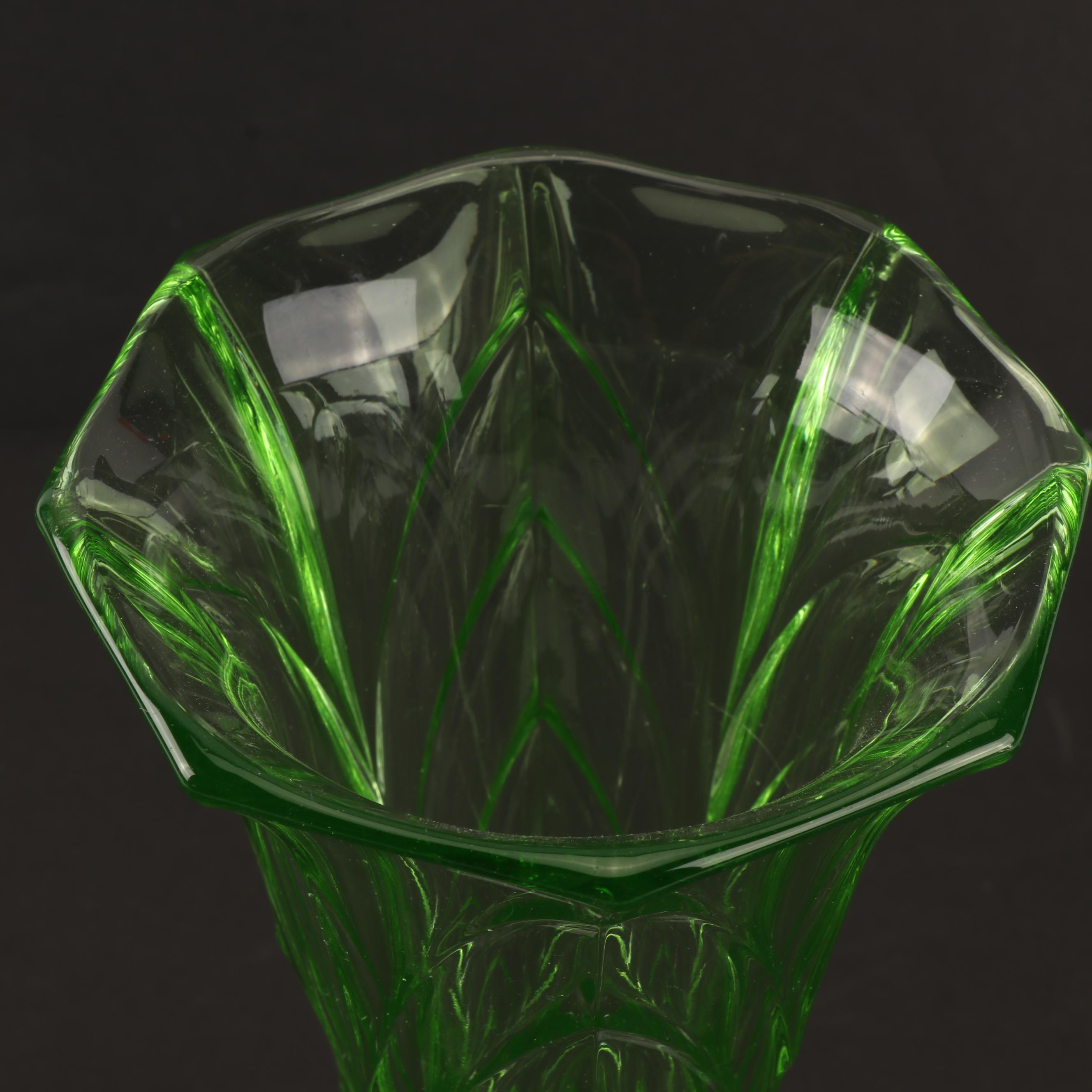Green Vaseline Glass Tableware, 20th Century