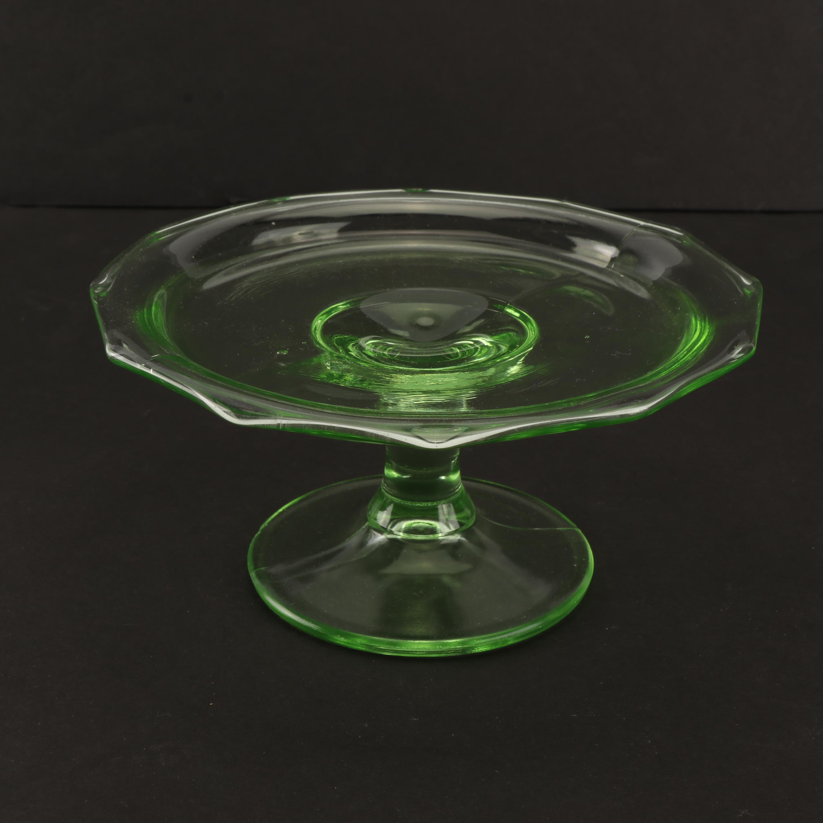 Green Vaseline Glass Tableware, 20th Century