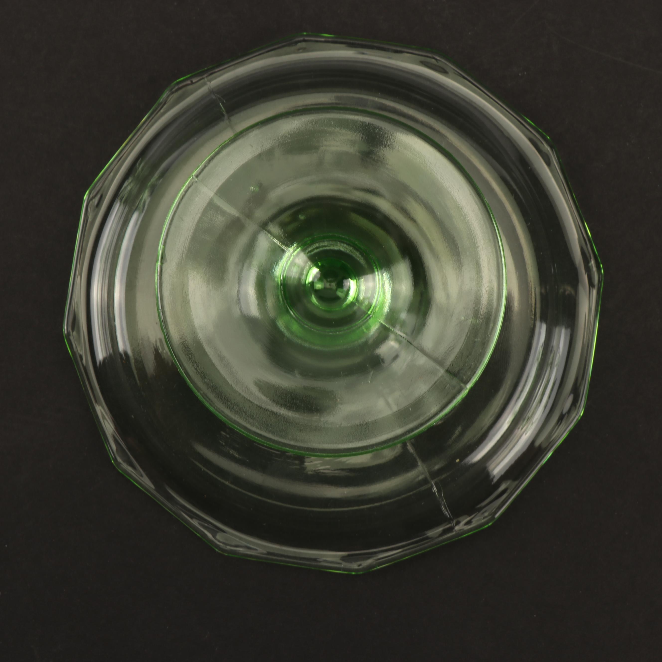 Green Vaseline Glass Tableware, 20th Century