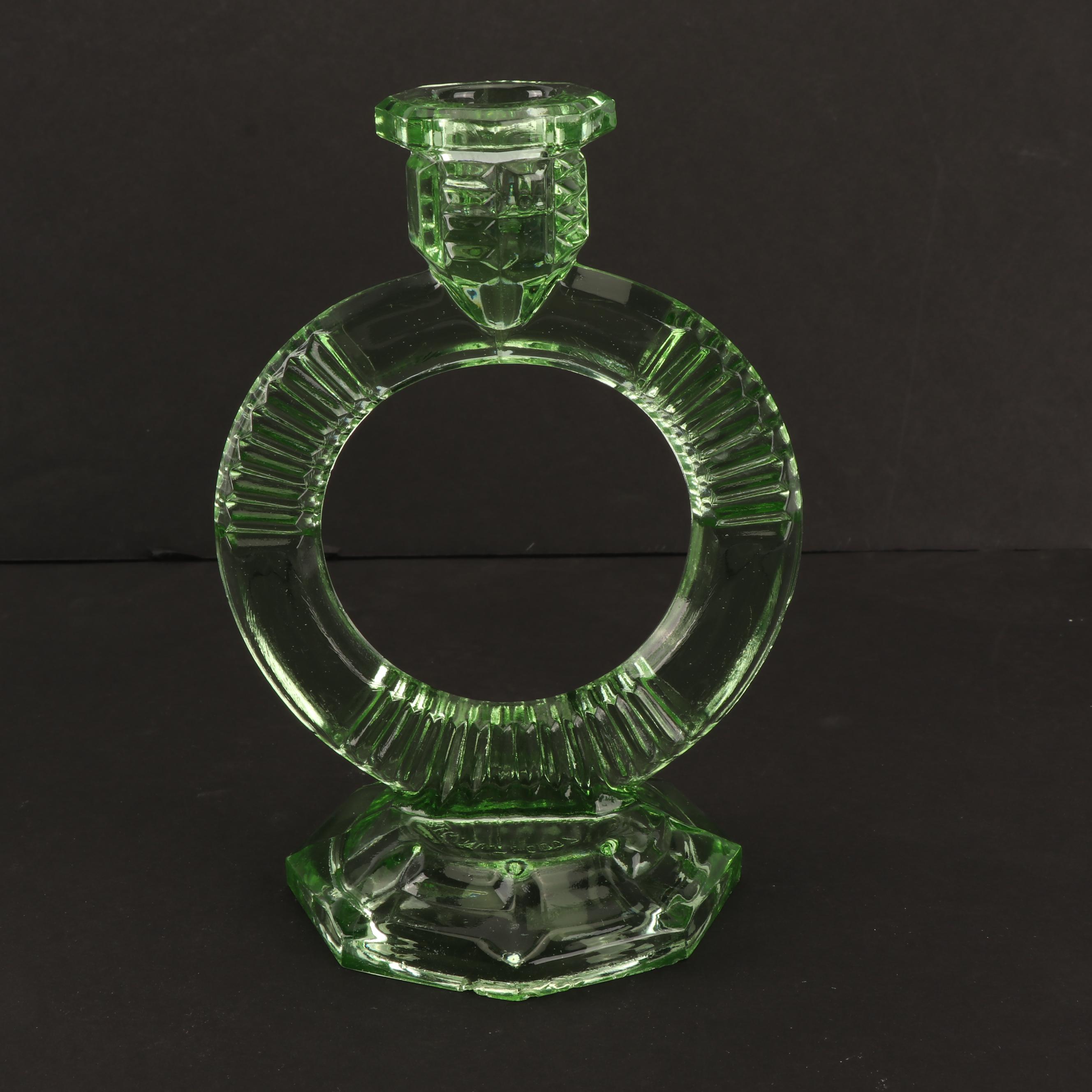 Green Vaseline Glass Tableware, 20th Century