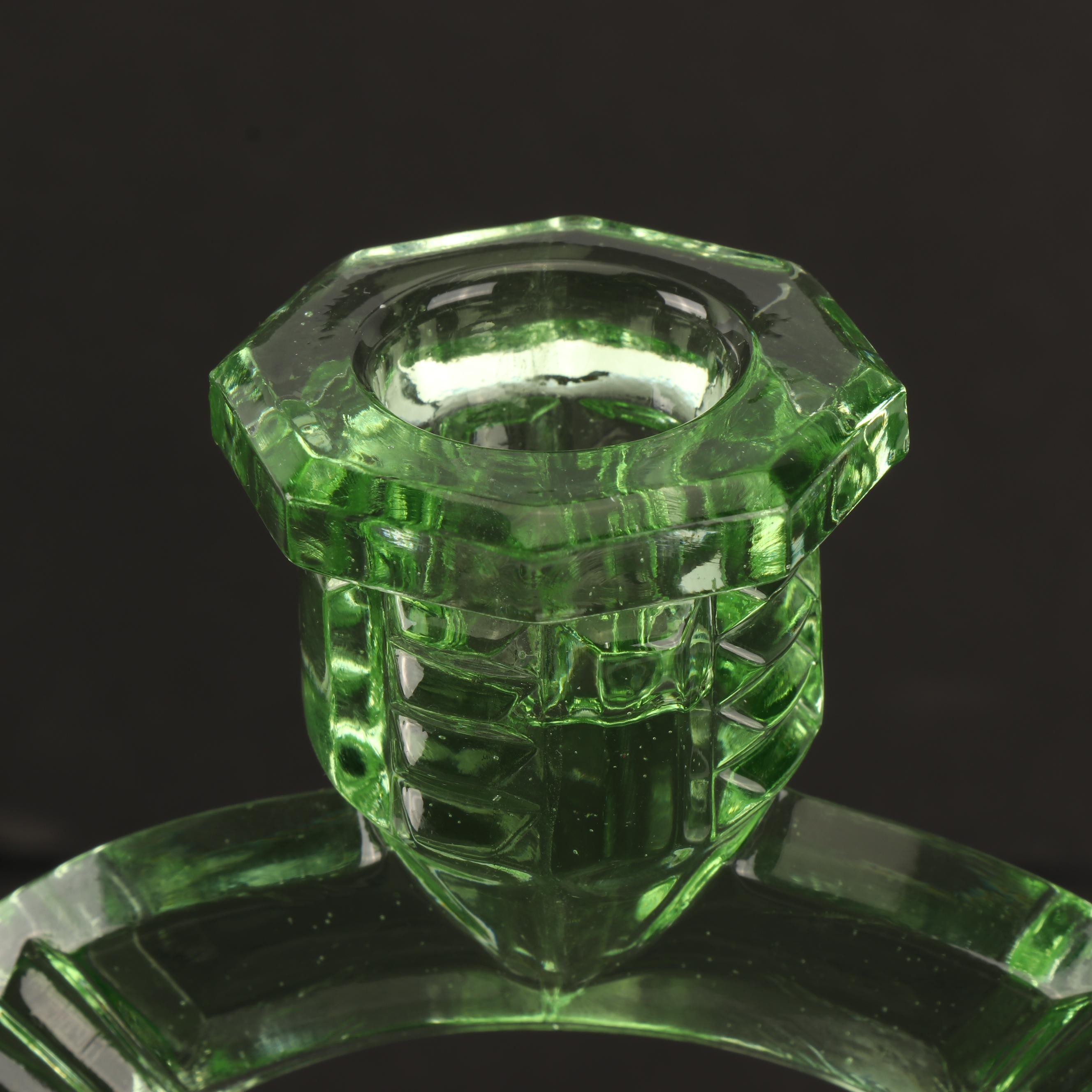 Green Vaseline Glass Tableware, 20th Century
