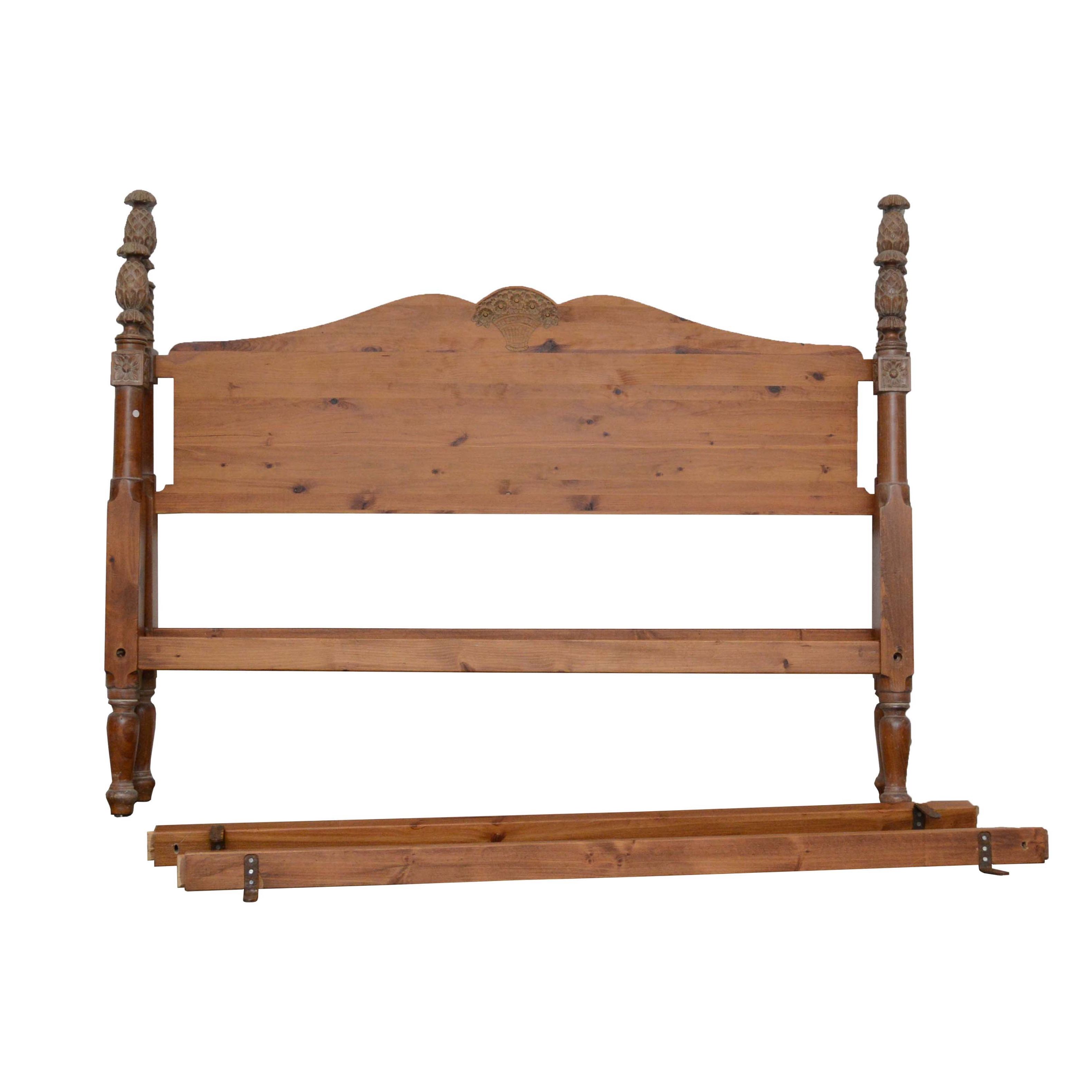 French Provincial Style Pine King Size Bed Frame, 20th Century